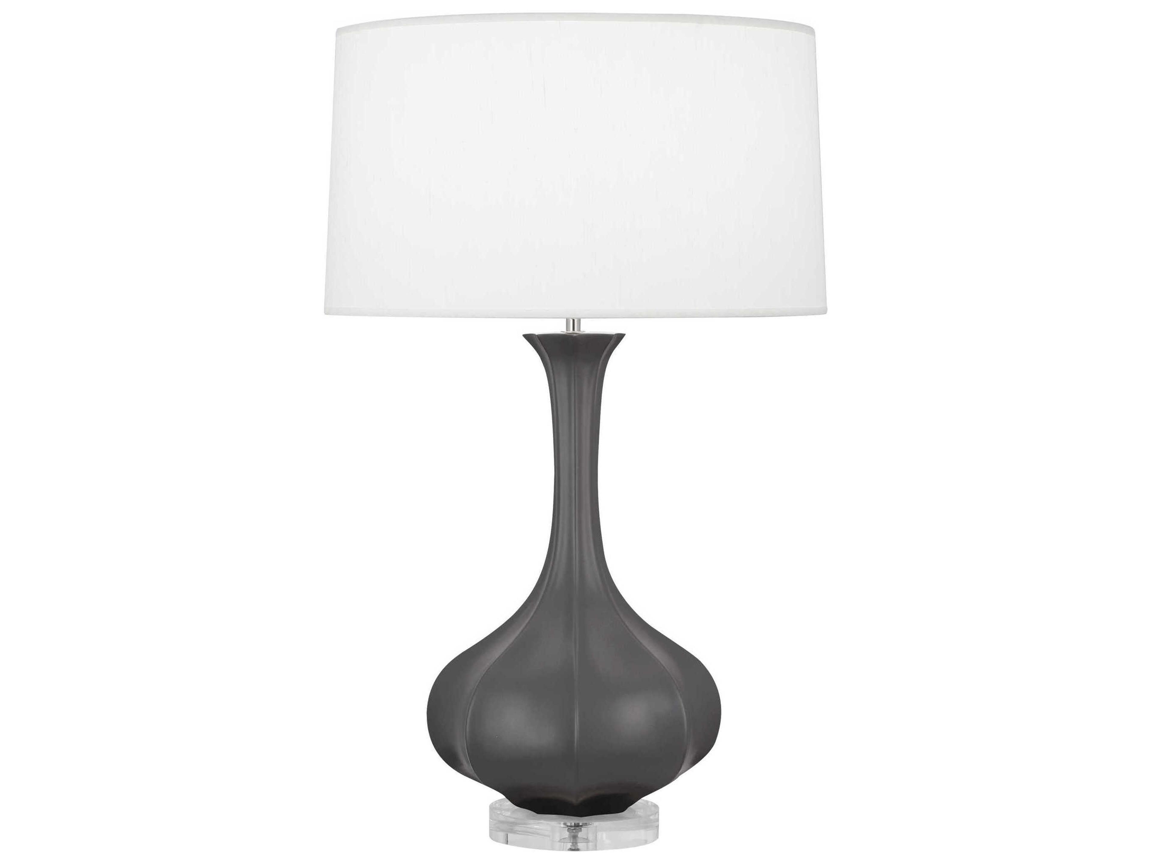 Pike Matte Ash Glazed Lucite Gray Buffet Lamp