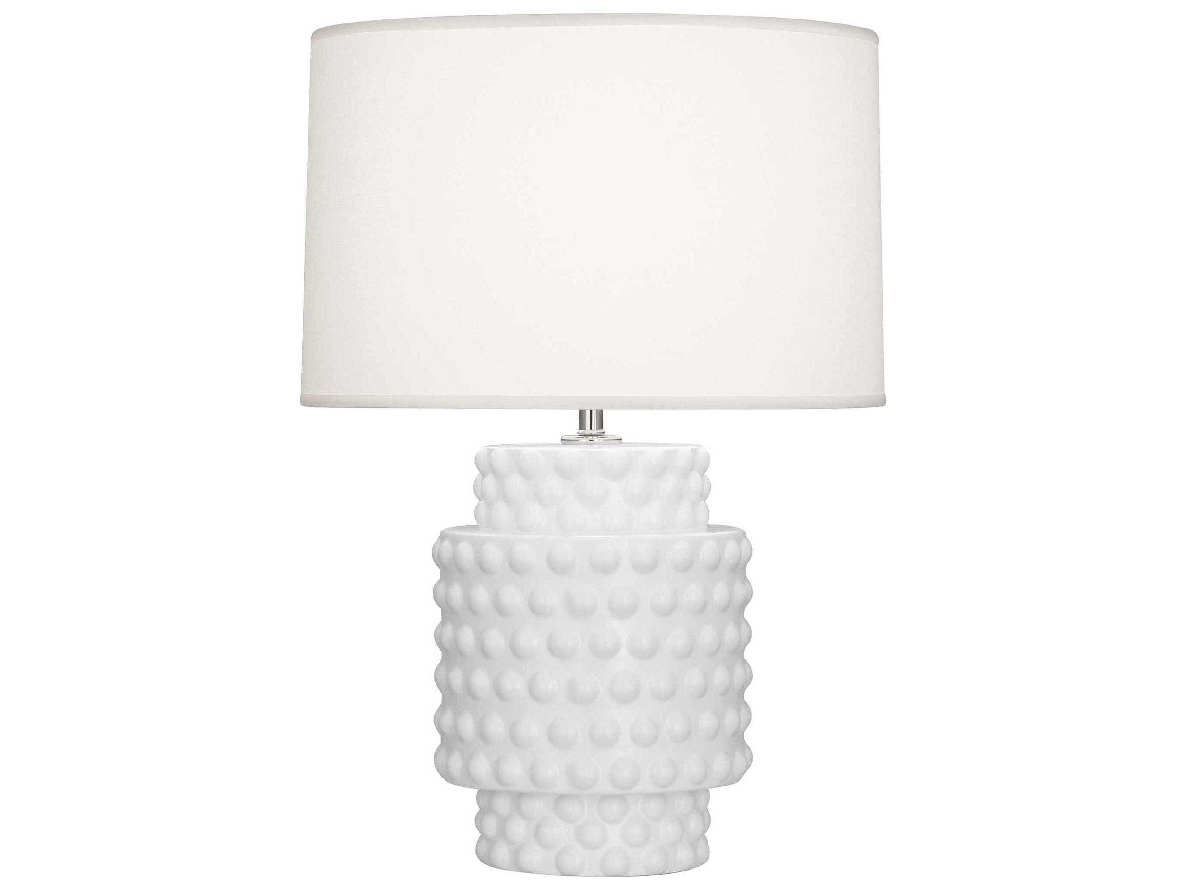 Dolly Matte Daisy Glazed Textured White Table Lamp