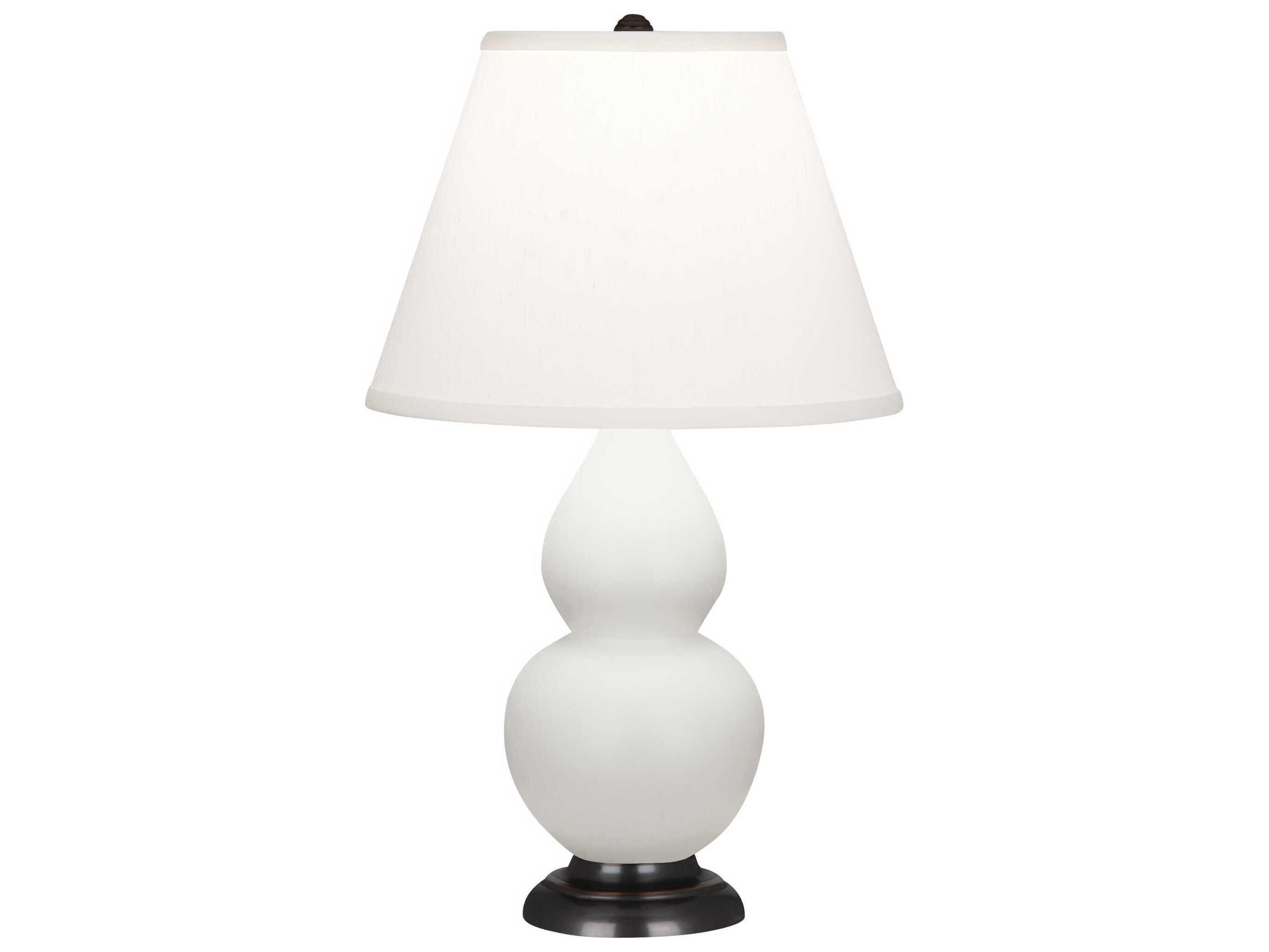 Robert Abbey Small Double Gourd Matte Daisy Glazed White Table Lamp