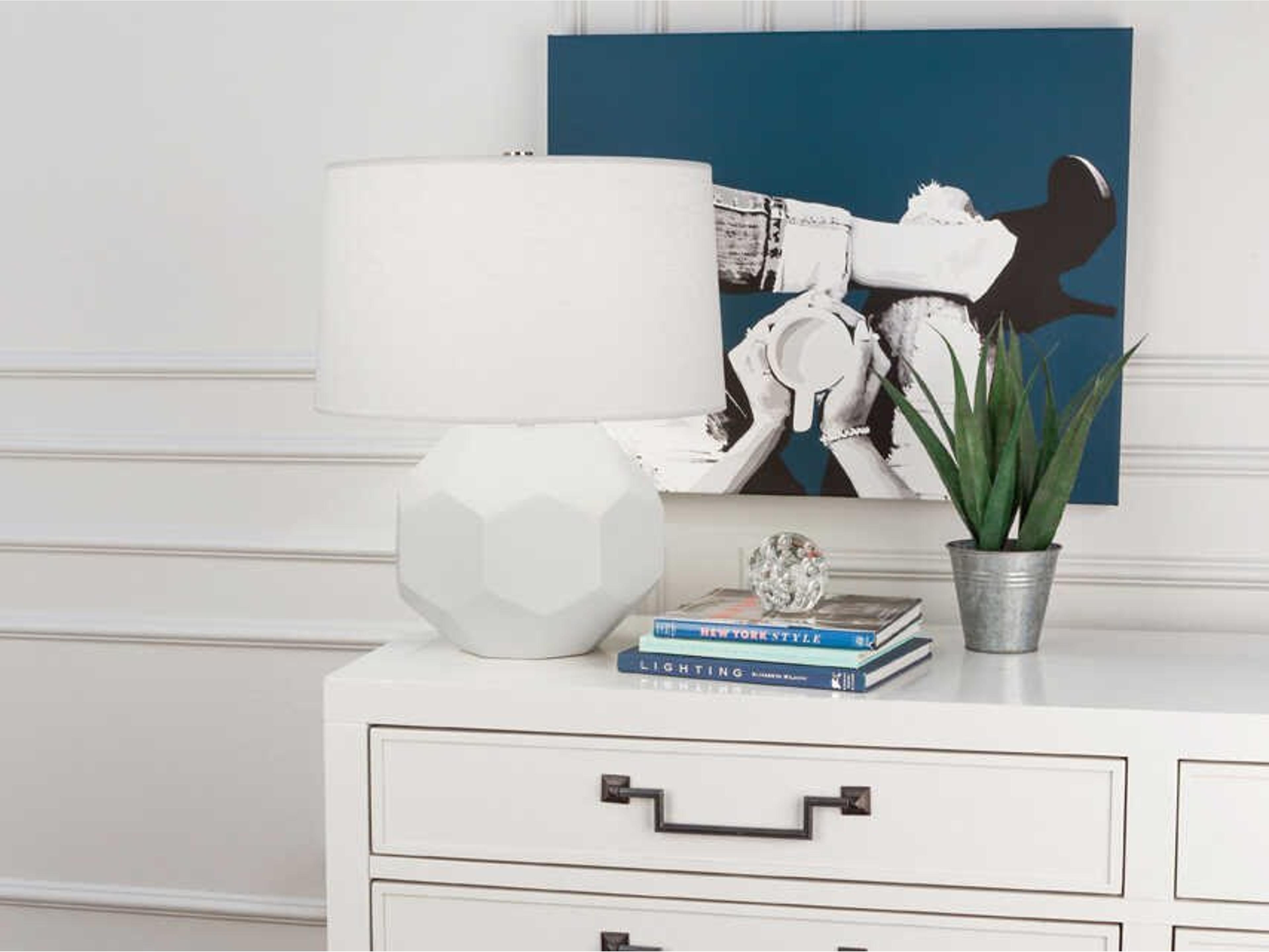 Robert Abbey Franklin Matte Lily Glazed White Table Lamp