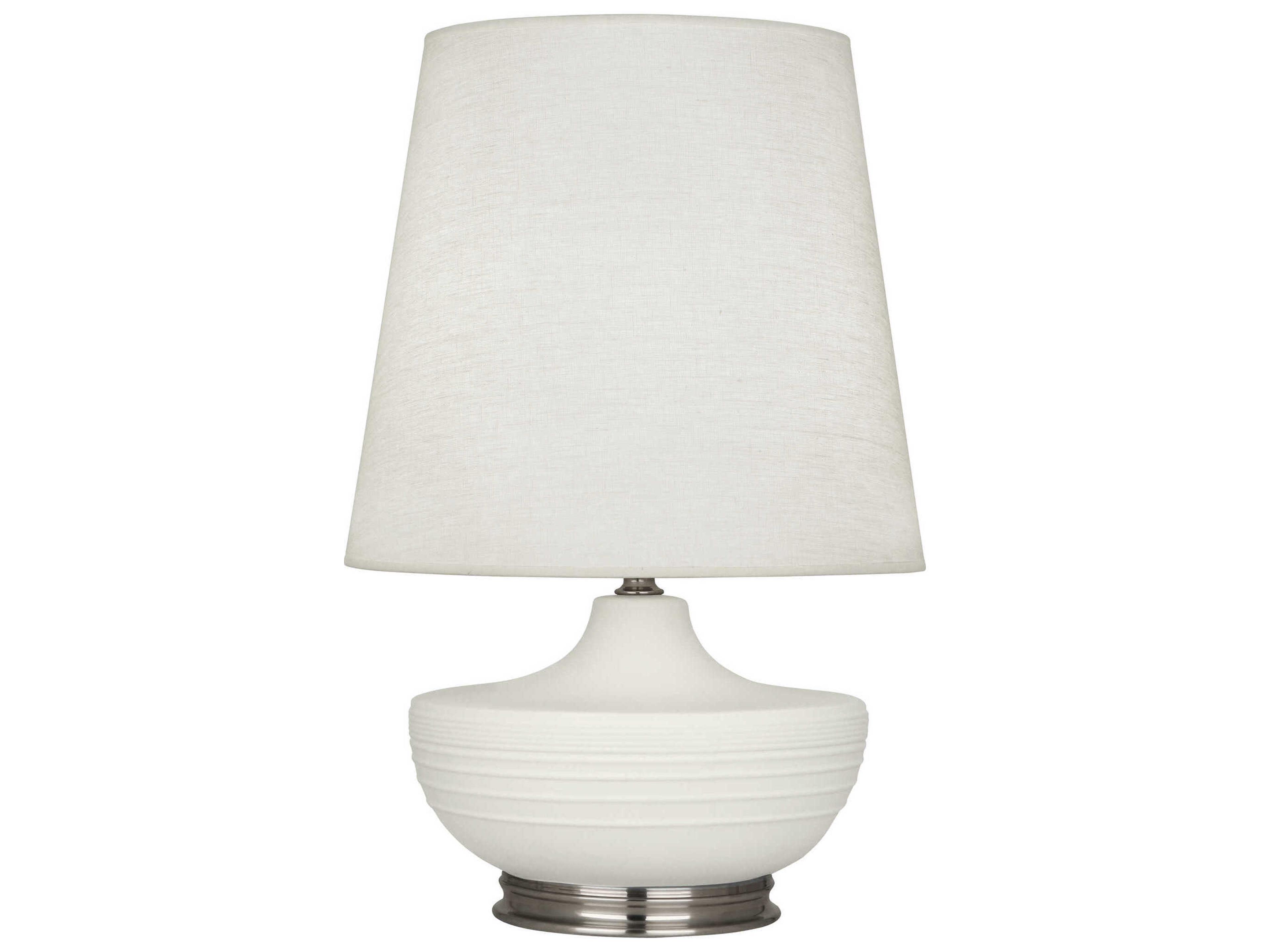 Michael Berman Nolan Matte Lily Glazed Dark Antique Nickel White Buffet Lamp