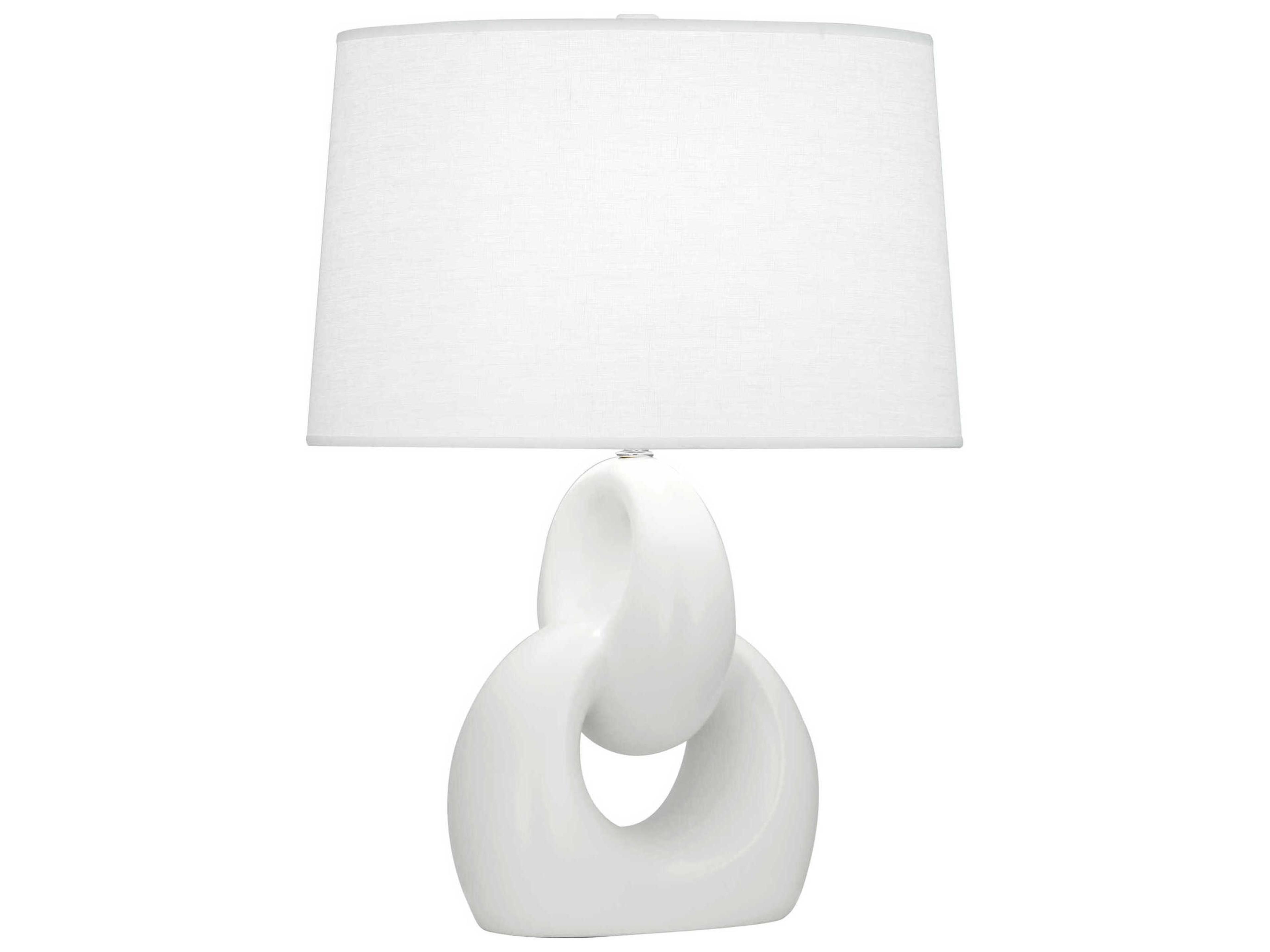 Fusion Matte Lily Glazed Polished Nickel White Buffet Lamp