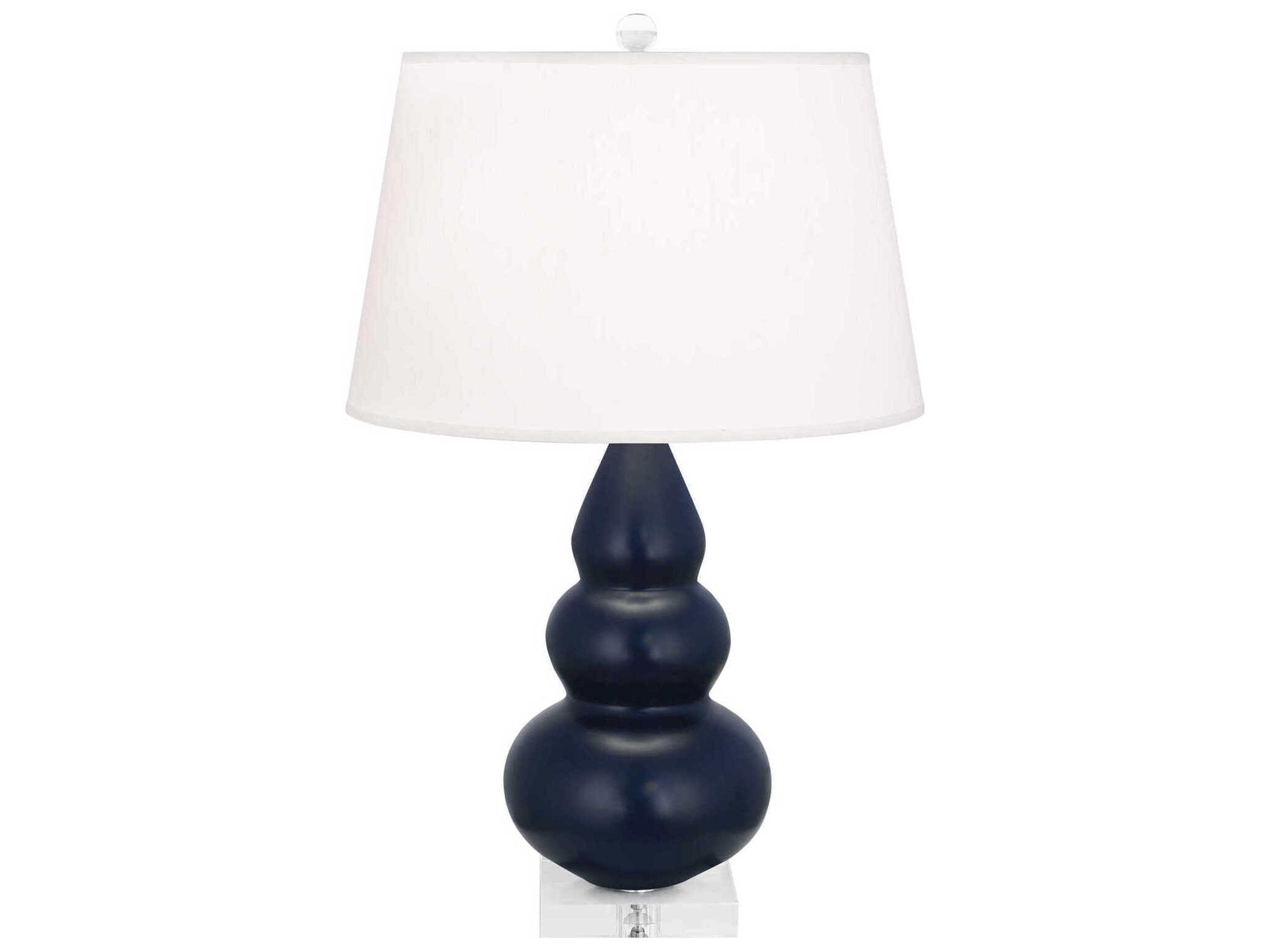 Robert Abbey Small Triple Gourd Matte Midnight Blue Glazed Table Lamp