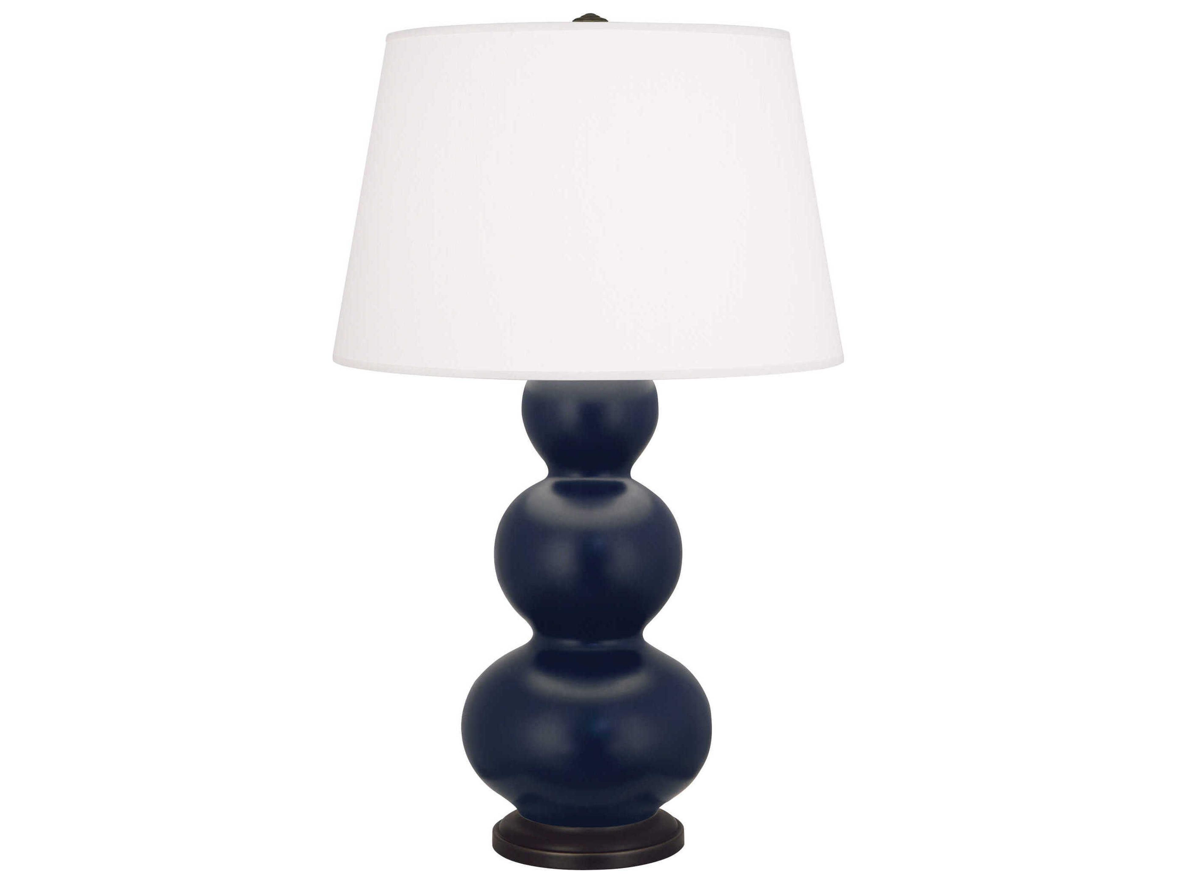 Triple Gourd Matte Midnight Blue Glazed Buffet Lamp