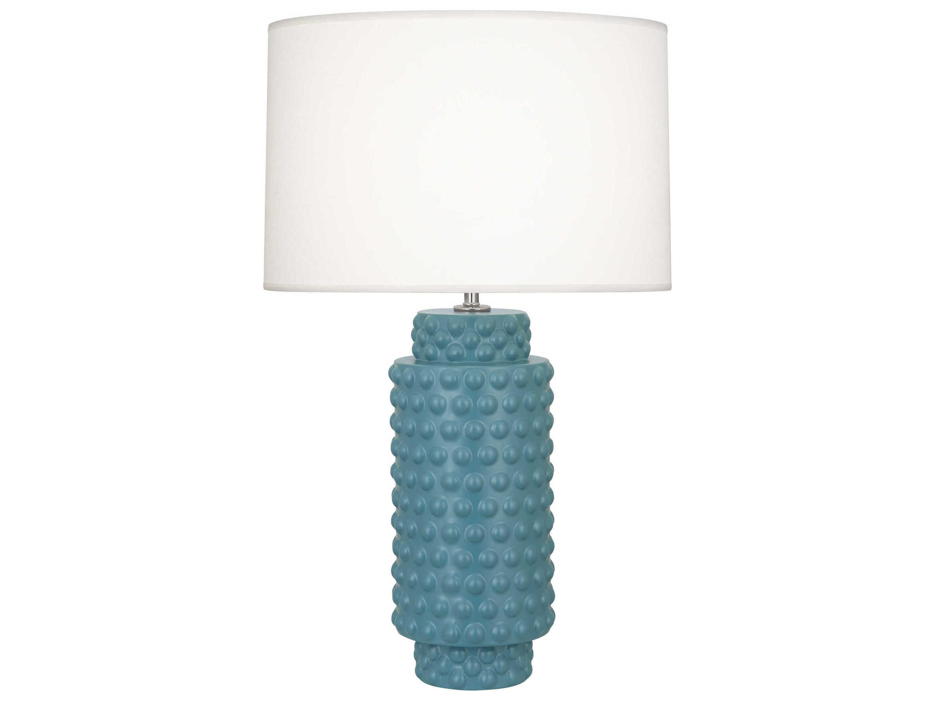 Dolly Matte Steel Blue Glazed Textured Buffet Lamp