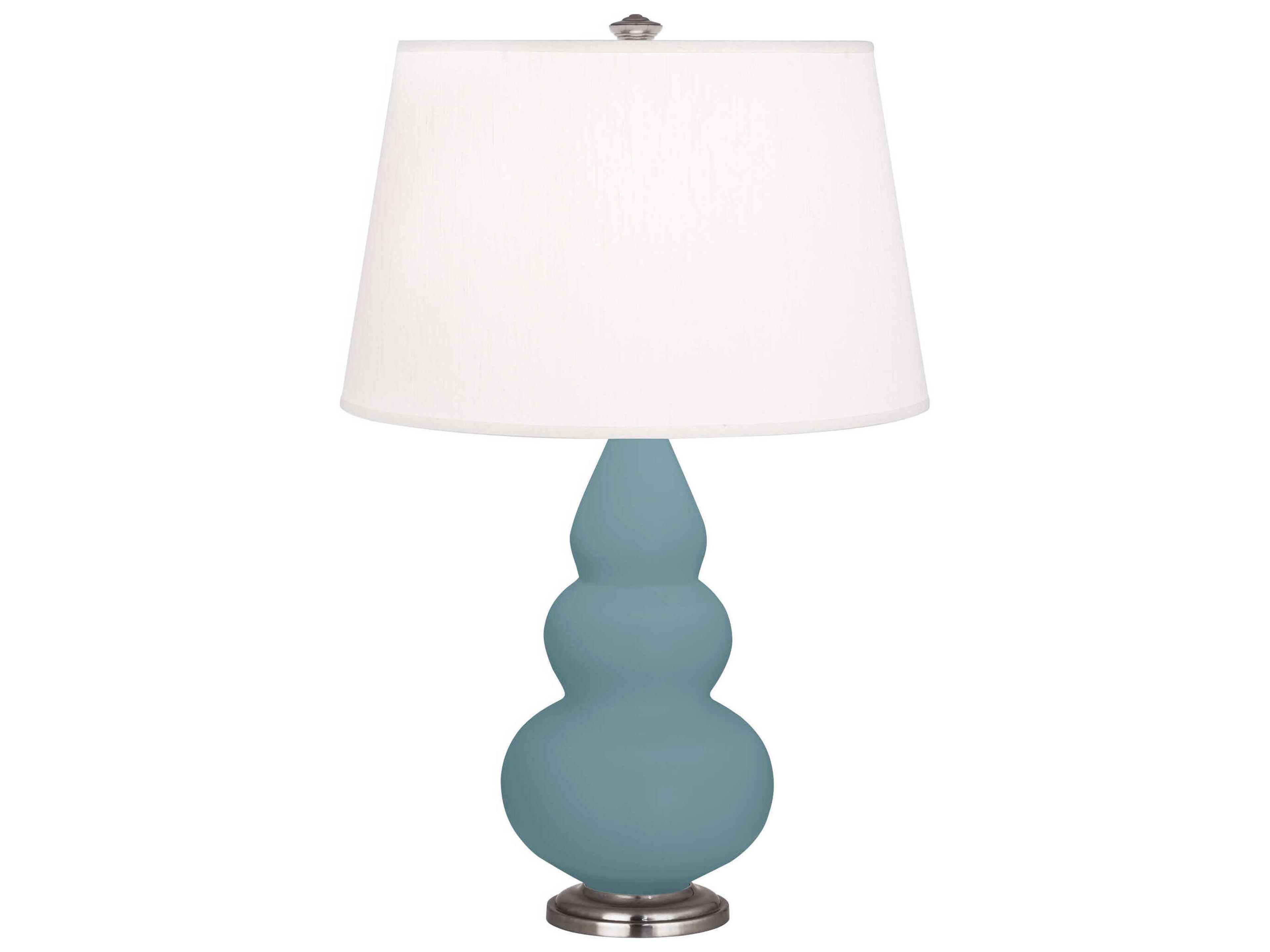 Robert Abbey Small Triple Gourd Matte Steel Blue Glazed Table Lamp