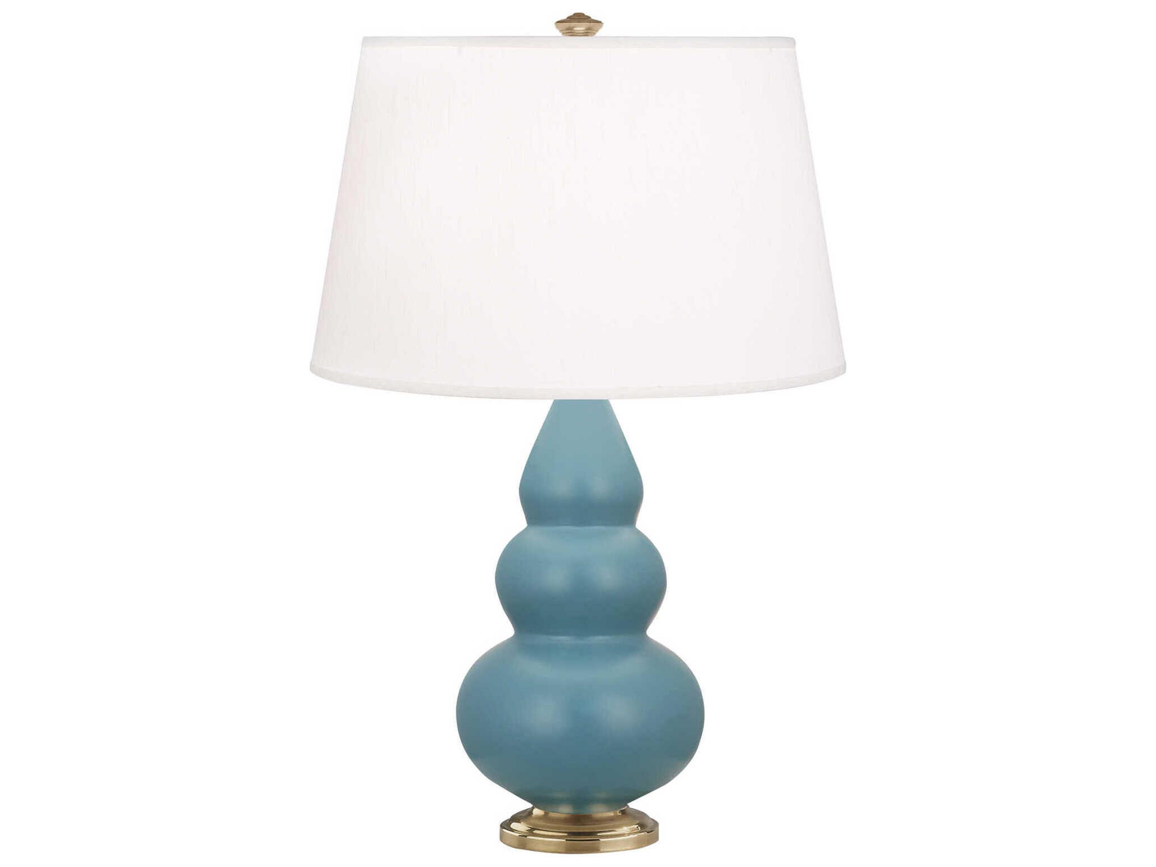 Robert Abbey Small Triple Gourd Matte Steel Blue Glazed Table Lamp