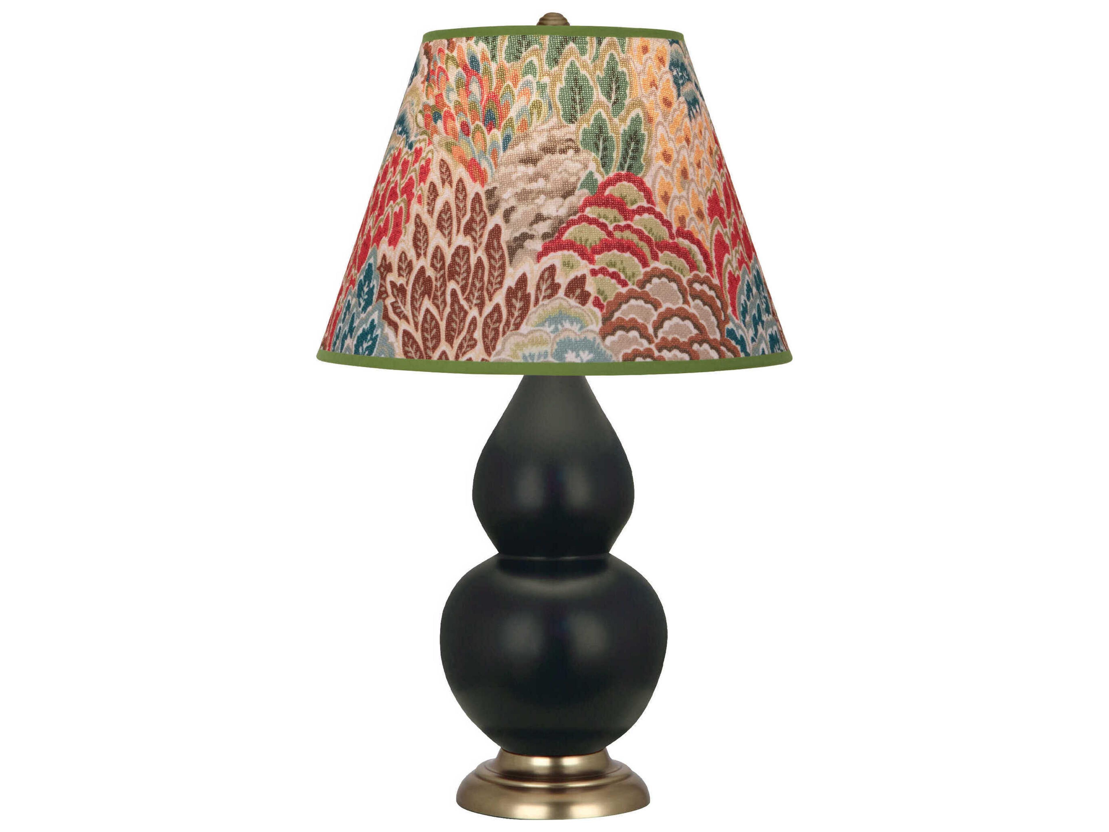 Robert Abbey Small Double Gourd Matte Obsidian Glazed Black Table Lamp