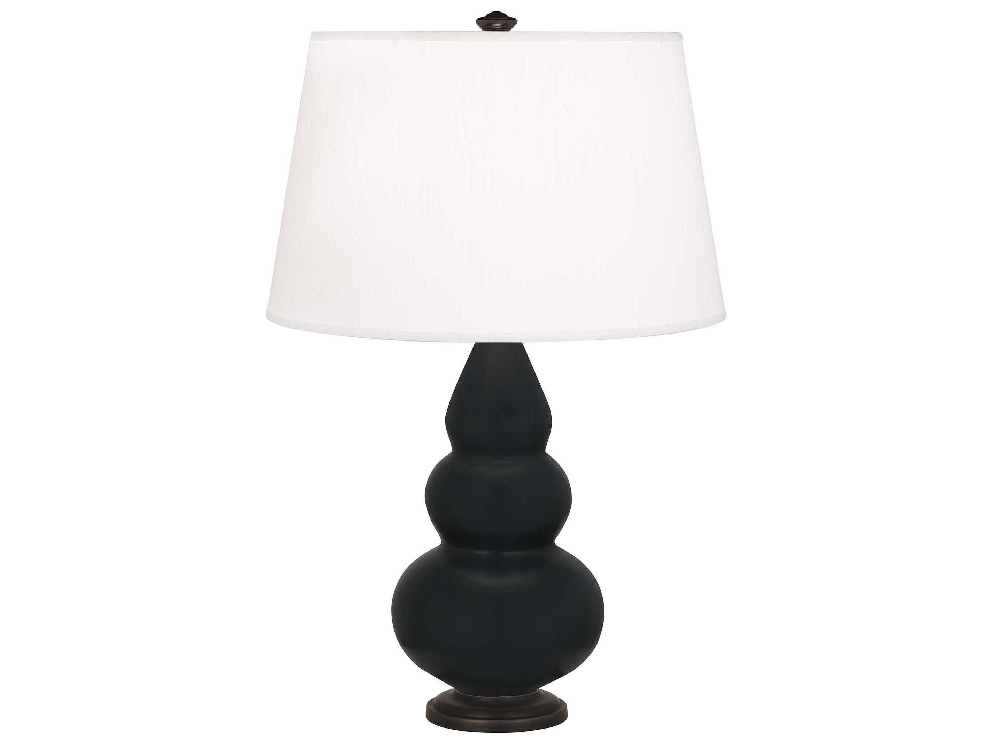 Robert Abbey Small Triple Gourd Matte Obsidian Glazed Black Table Lamp