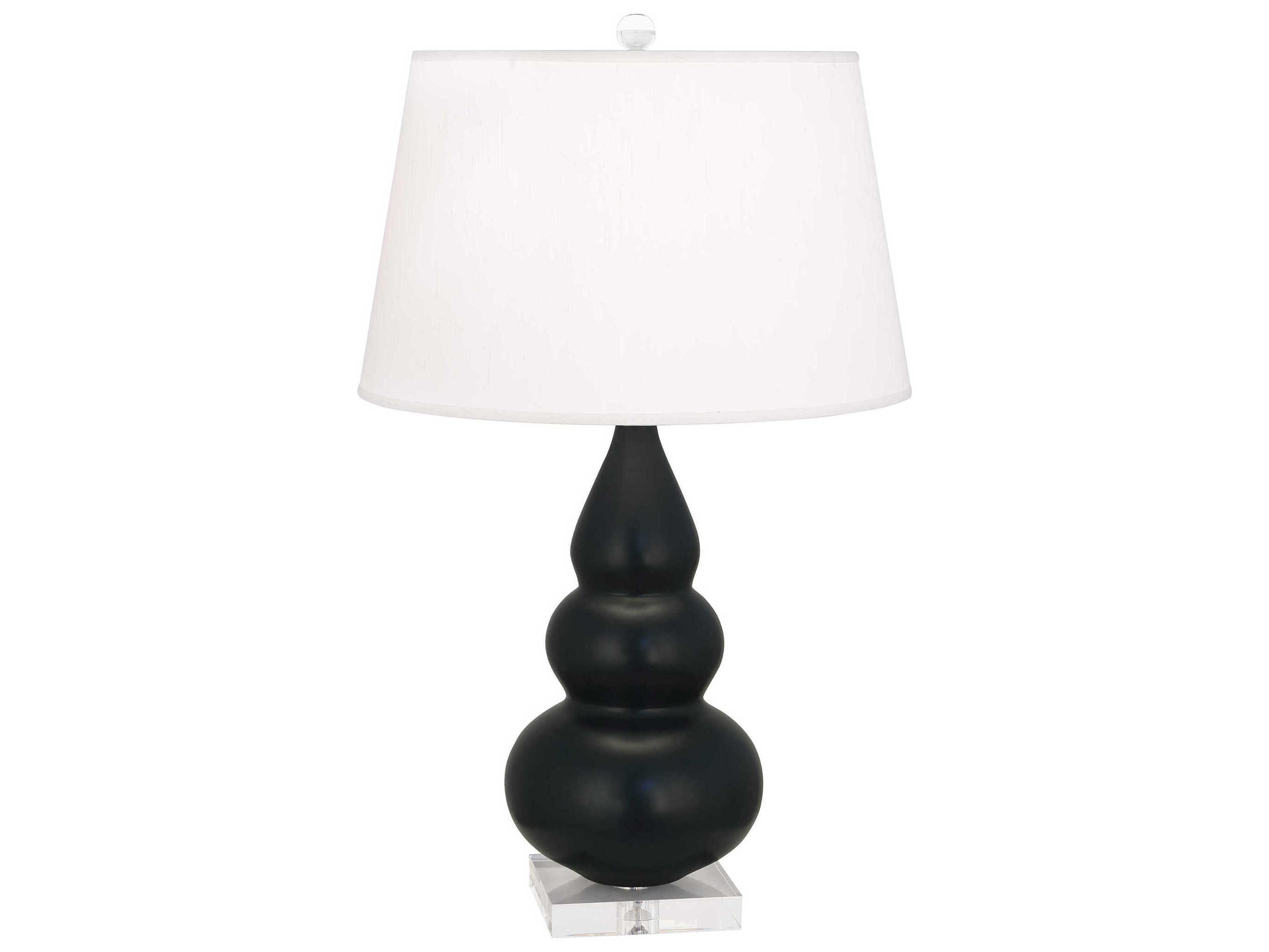 Robert Abbey Small Triple Gourd Matte Obsidian Glazed Black Table Lamp