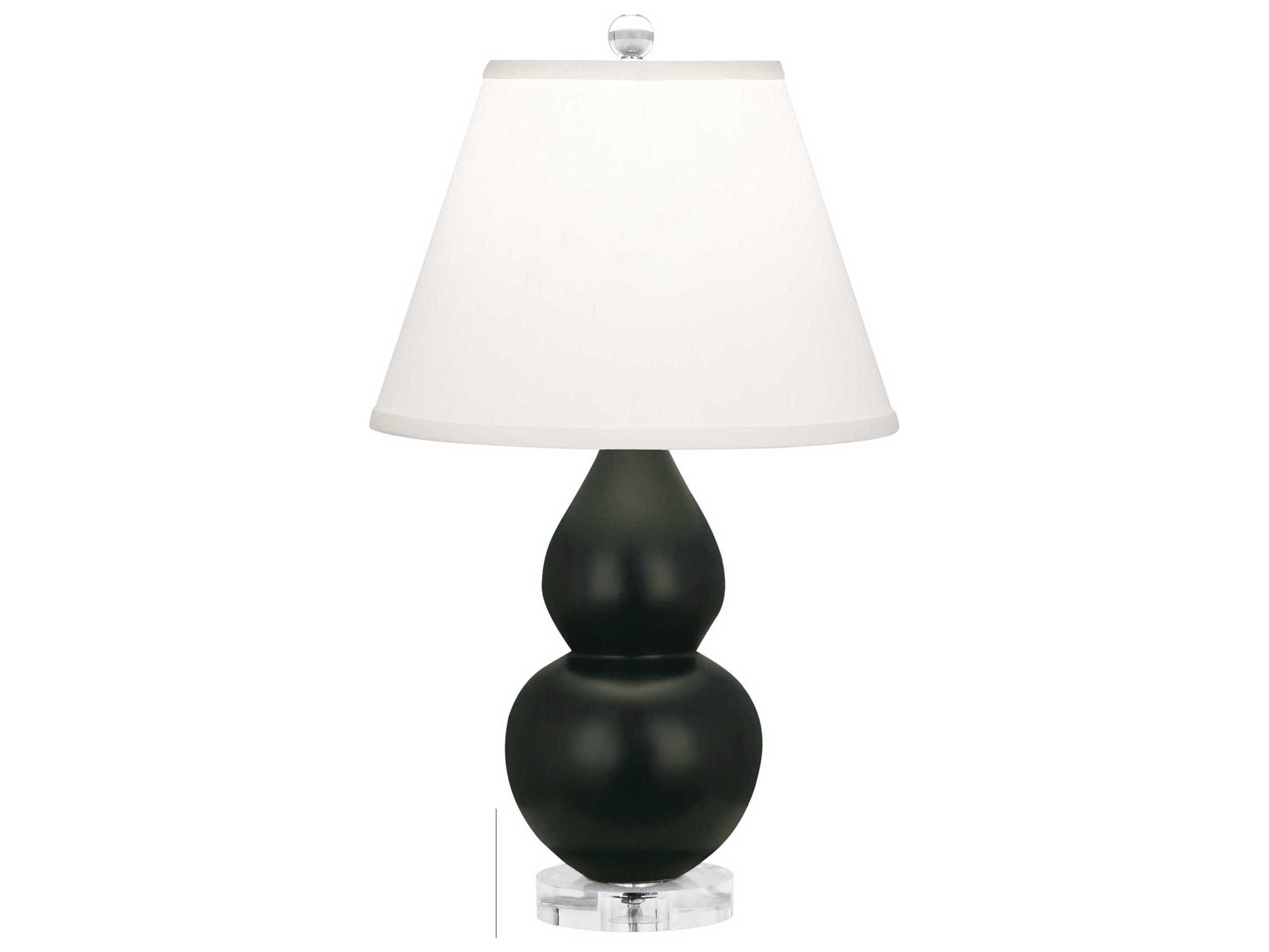 Robert Abbey Small Double Gourd Matte Obsidian Glazed Black Table Lamp