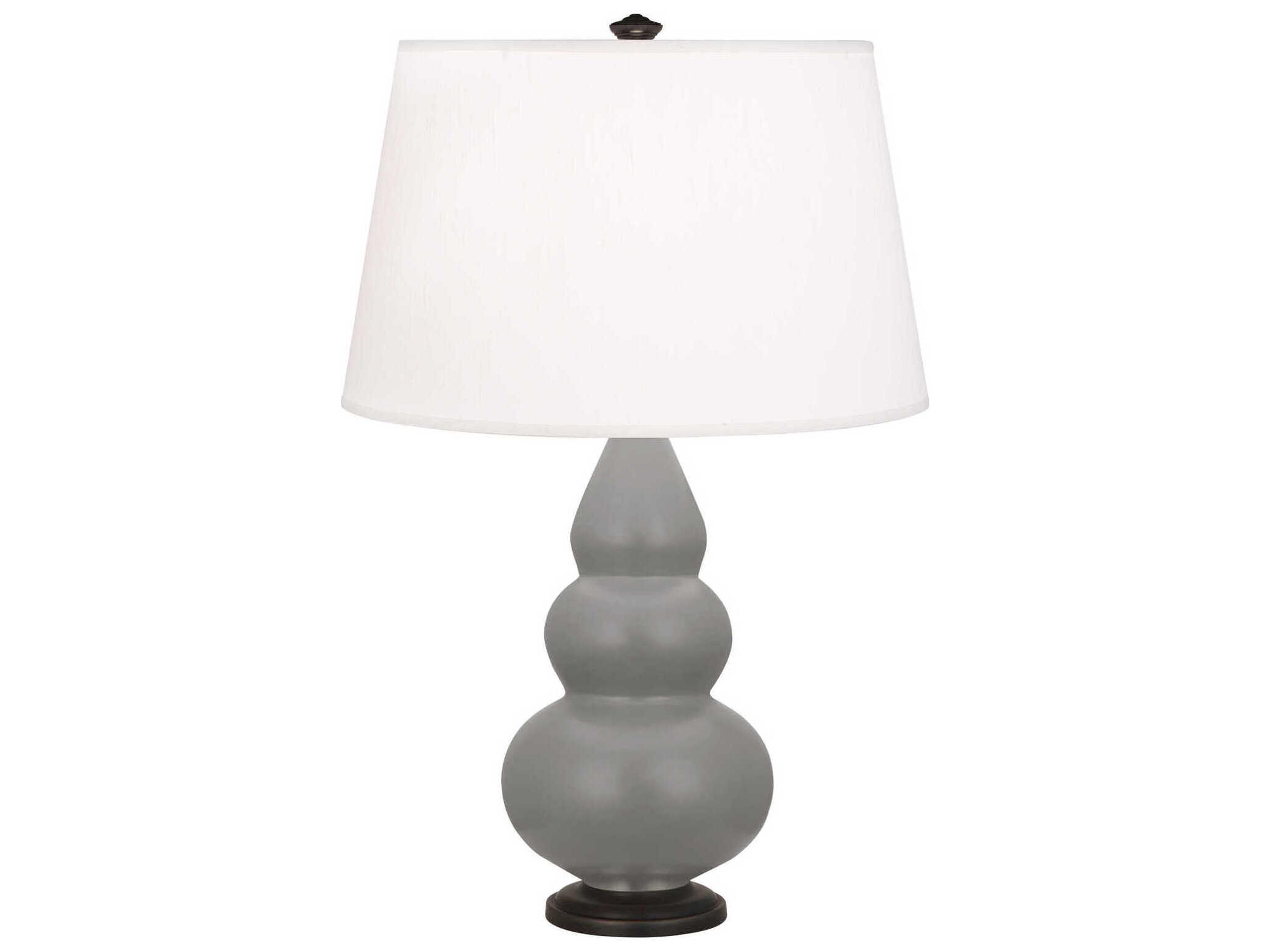 Robert Abbey Small Triple Gourd Matte Smoky Taupe Glazed Gray Table Lamp