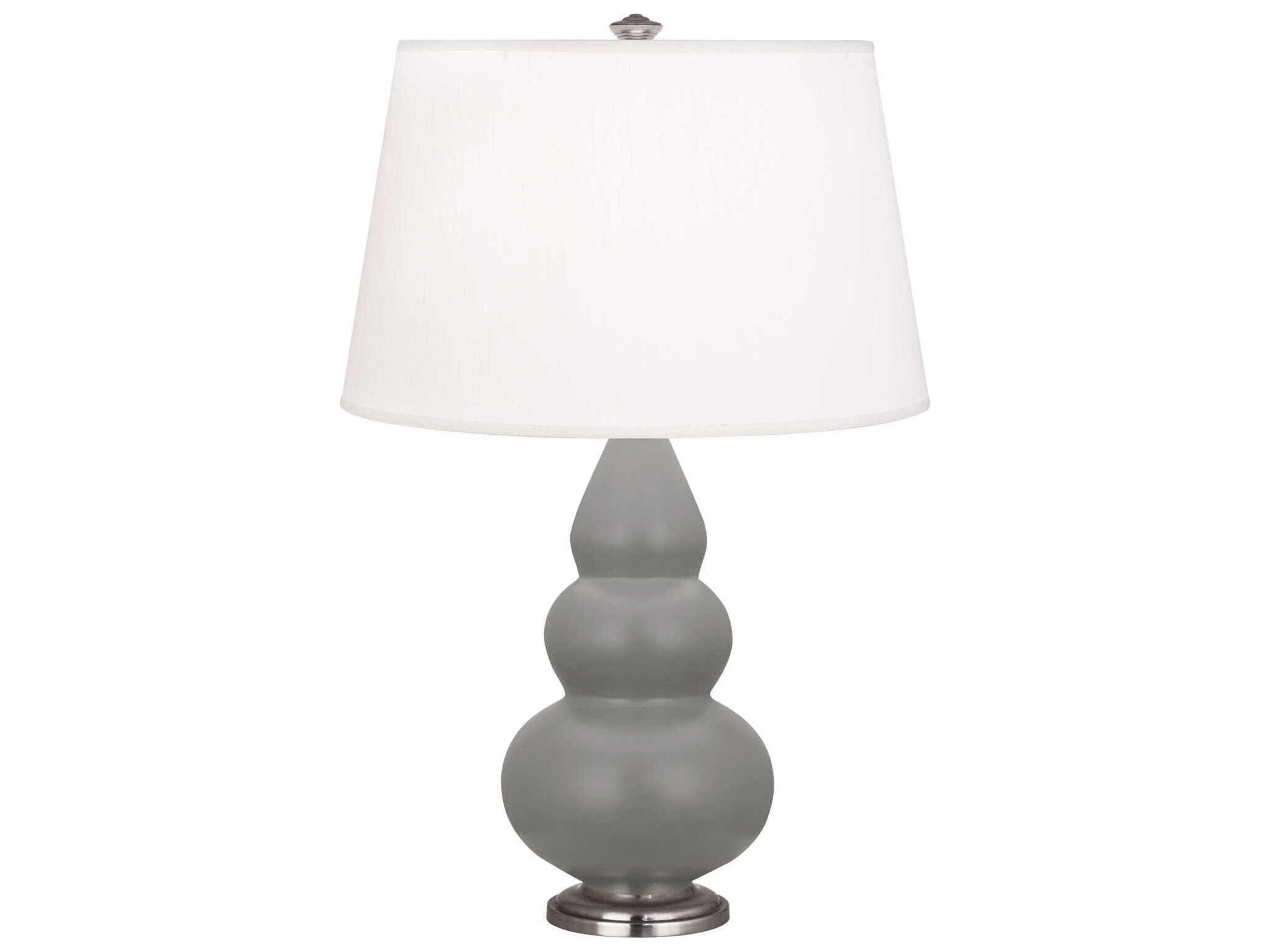 Robert Abbey Small Triple Gourd Matte Smoky Taupe Glazed Gray Table Lamp