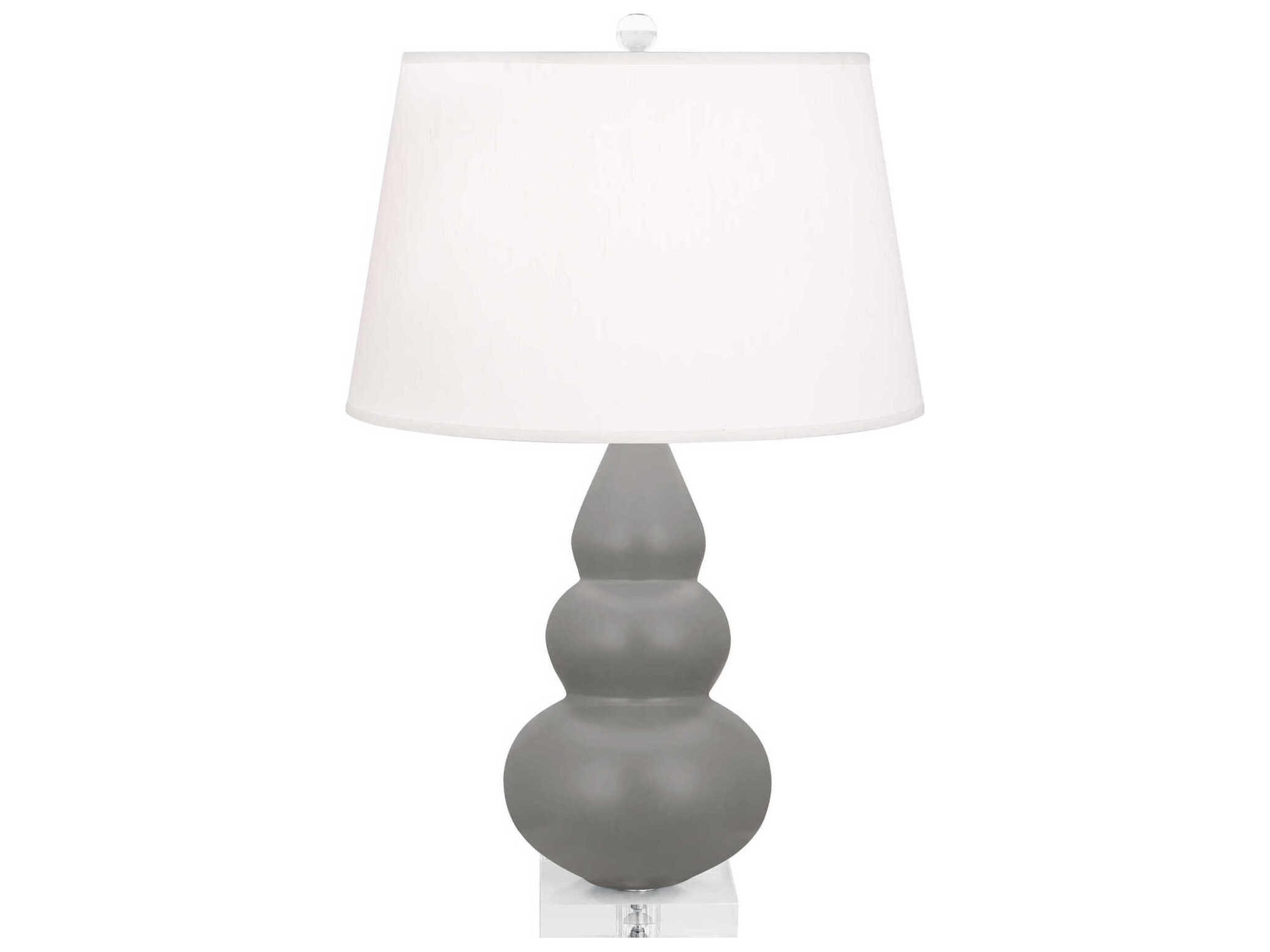Robert Abbey Small Triple Gourd Matte Smoky Taupe Glazed Gray Table Lamp