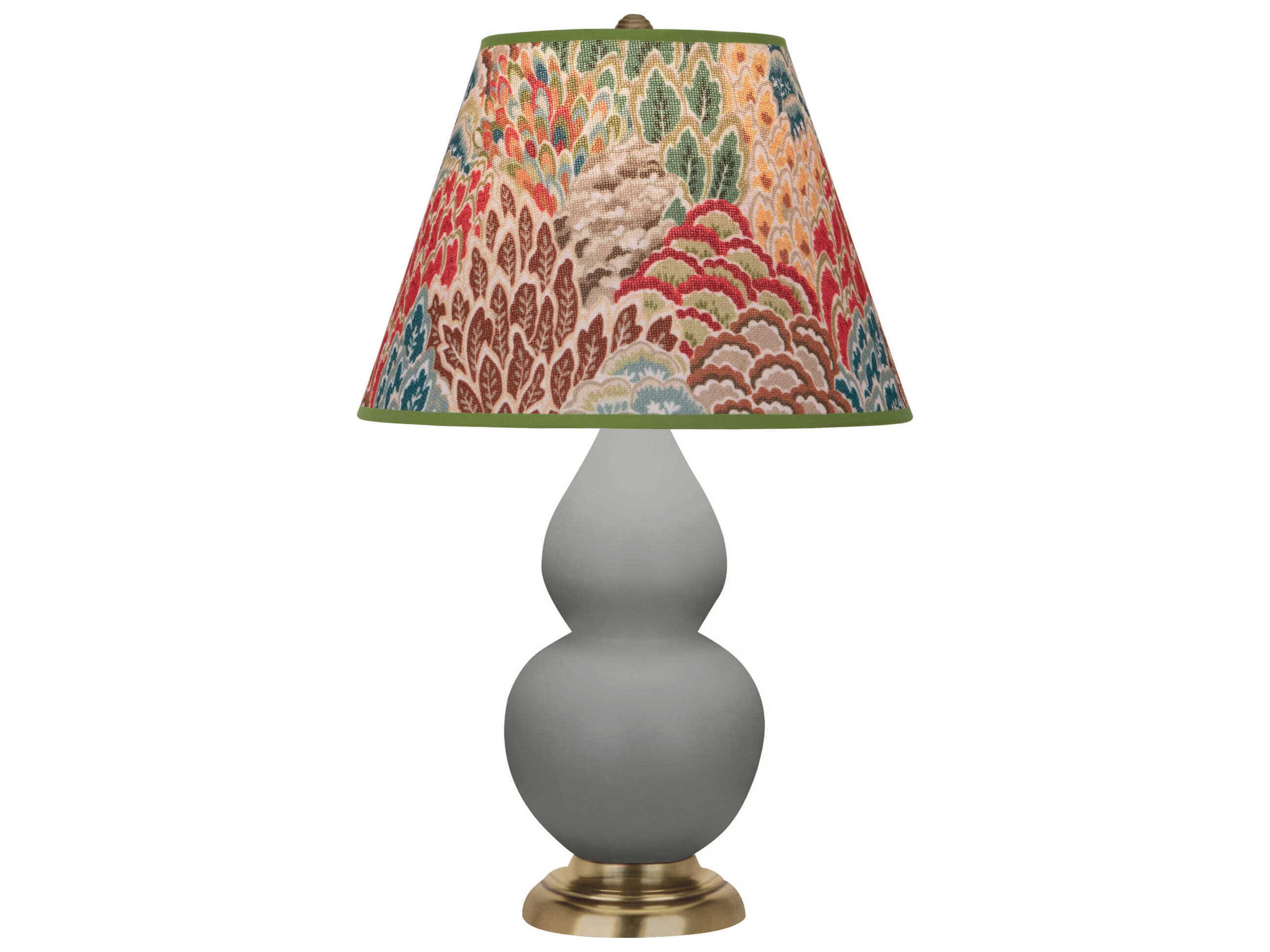 Robert Abbey Small Double Gourd Matte Smokey Taupe Glazed Gray Table Lamp