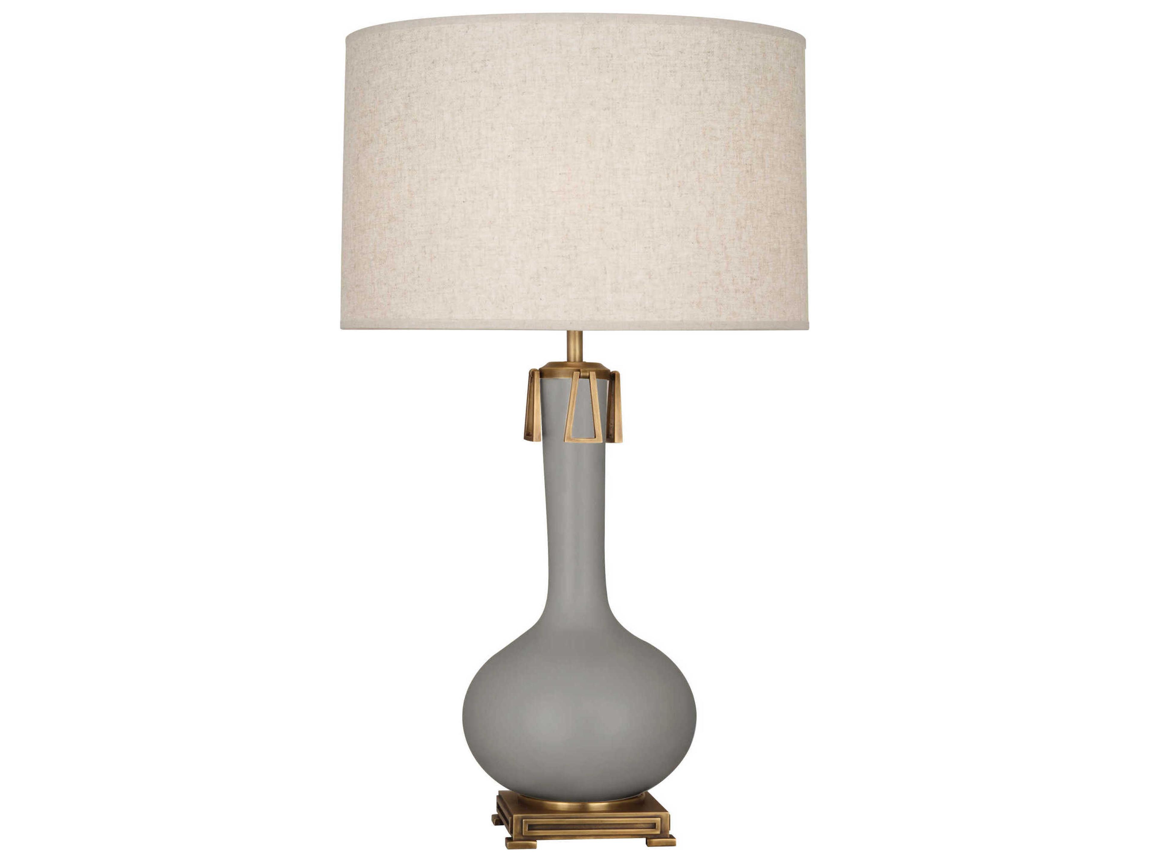 Athena Matte Smokey Taupe Glazed Aged Brass Buffet Lamp