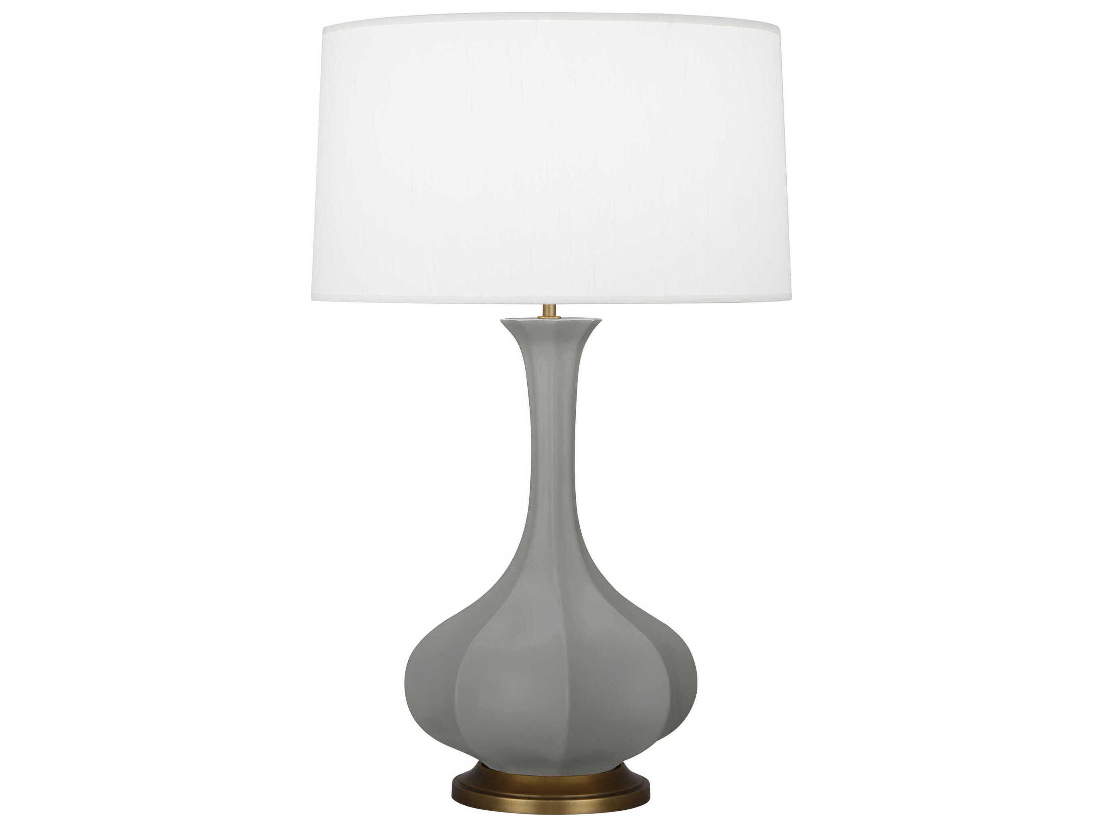 Pike Matte Smoky Taupe Glazed Aged Brass Gray Buffet Lamp