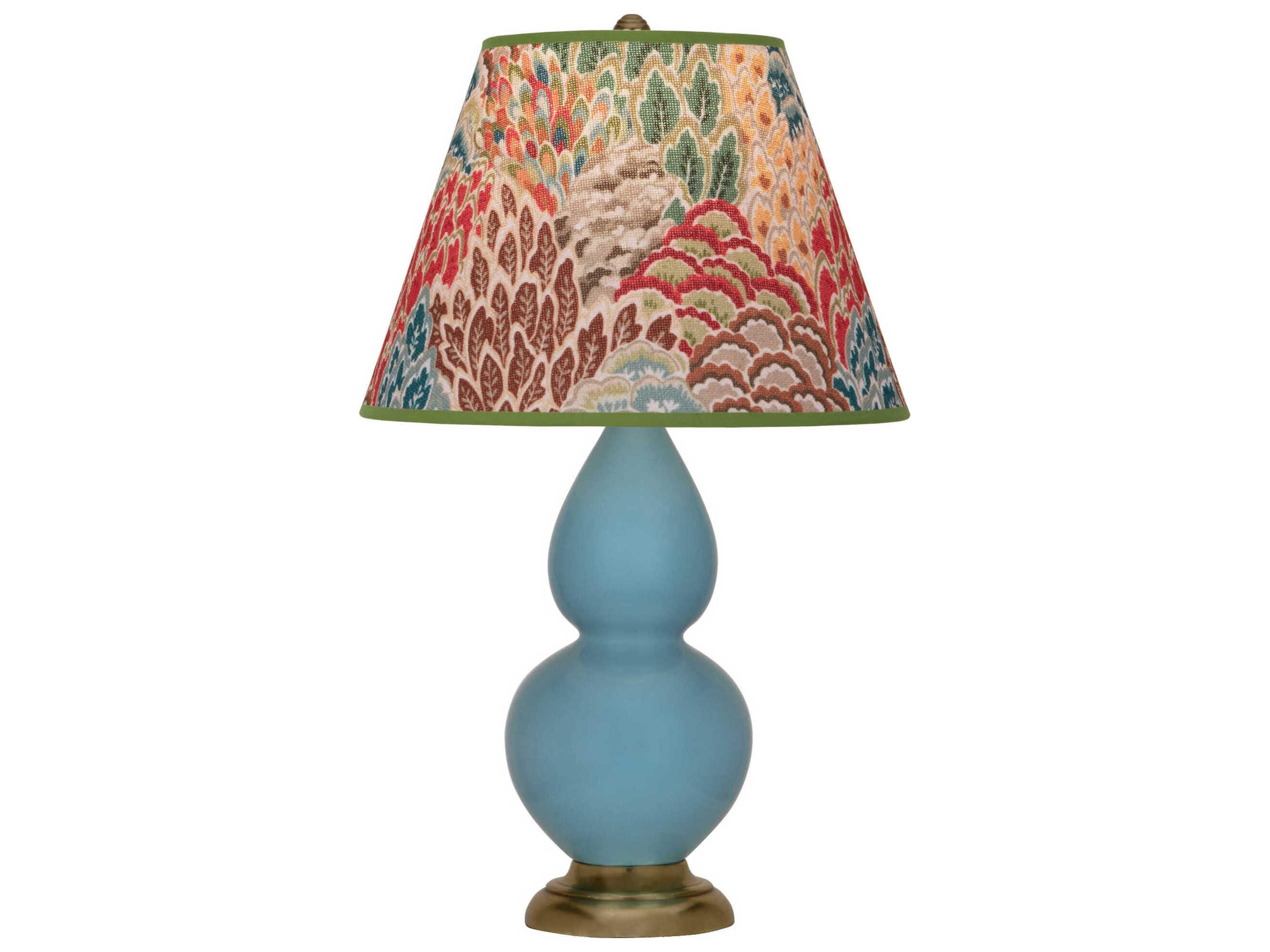 Robert Abbey Small Double Gourd Steel Blue Glazed Table Lamp