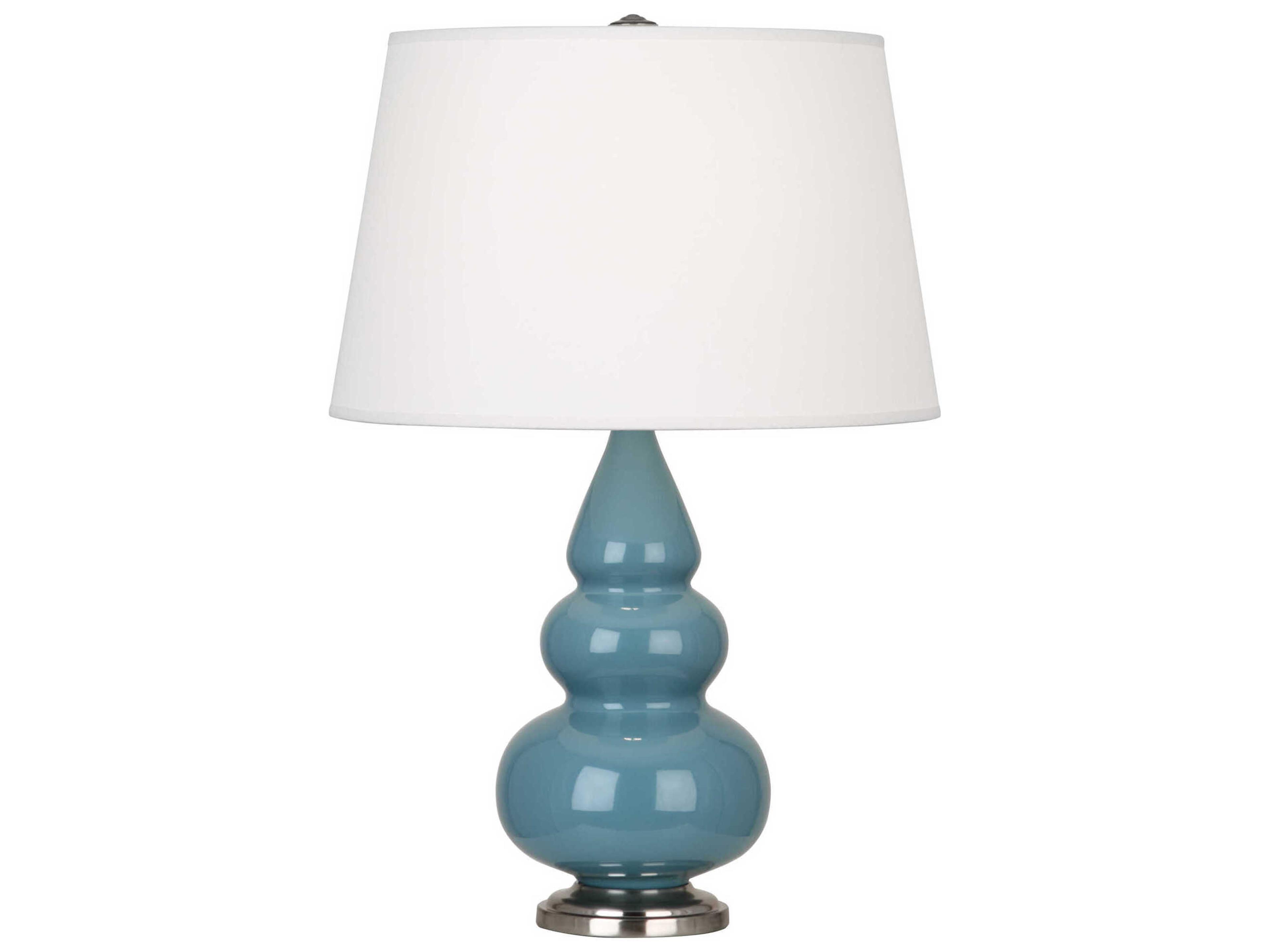 Robert Abbey Small Triple Gourd Steel Blue Glazed Table Lamp