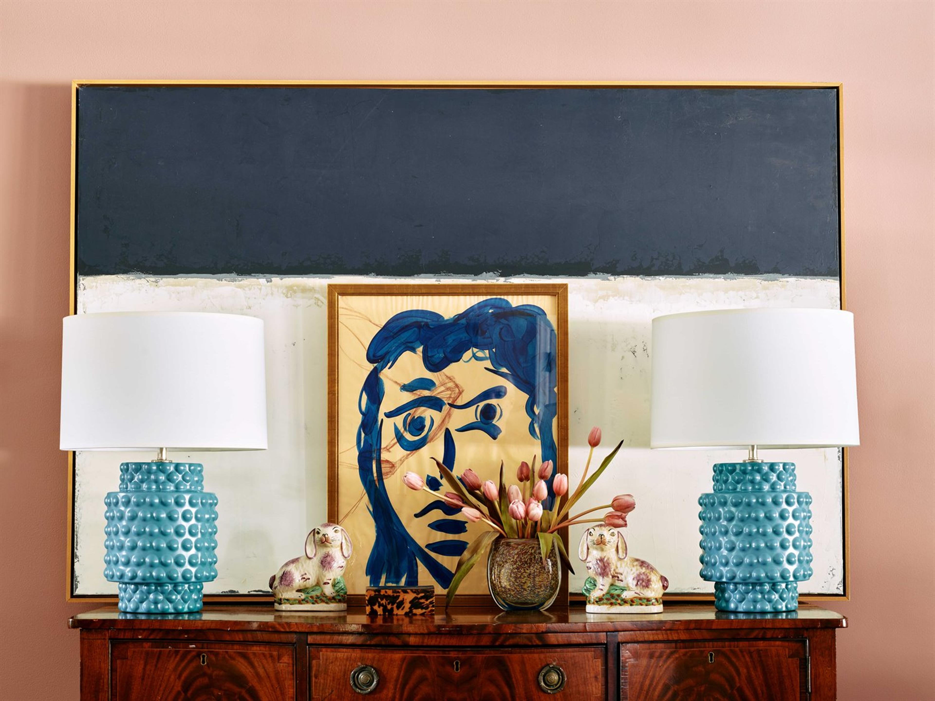 Robert Abbey Dolly Steel Blue Glazed Textured Table Lamp