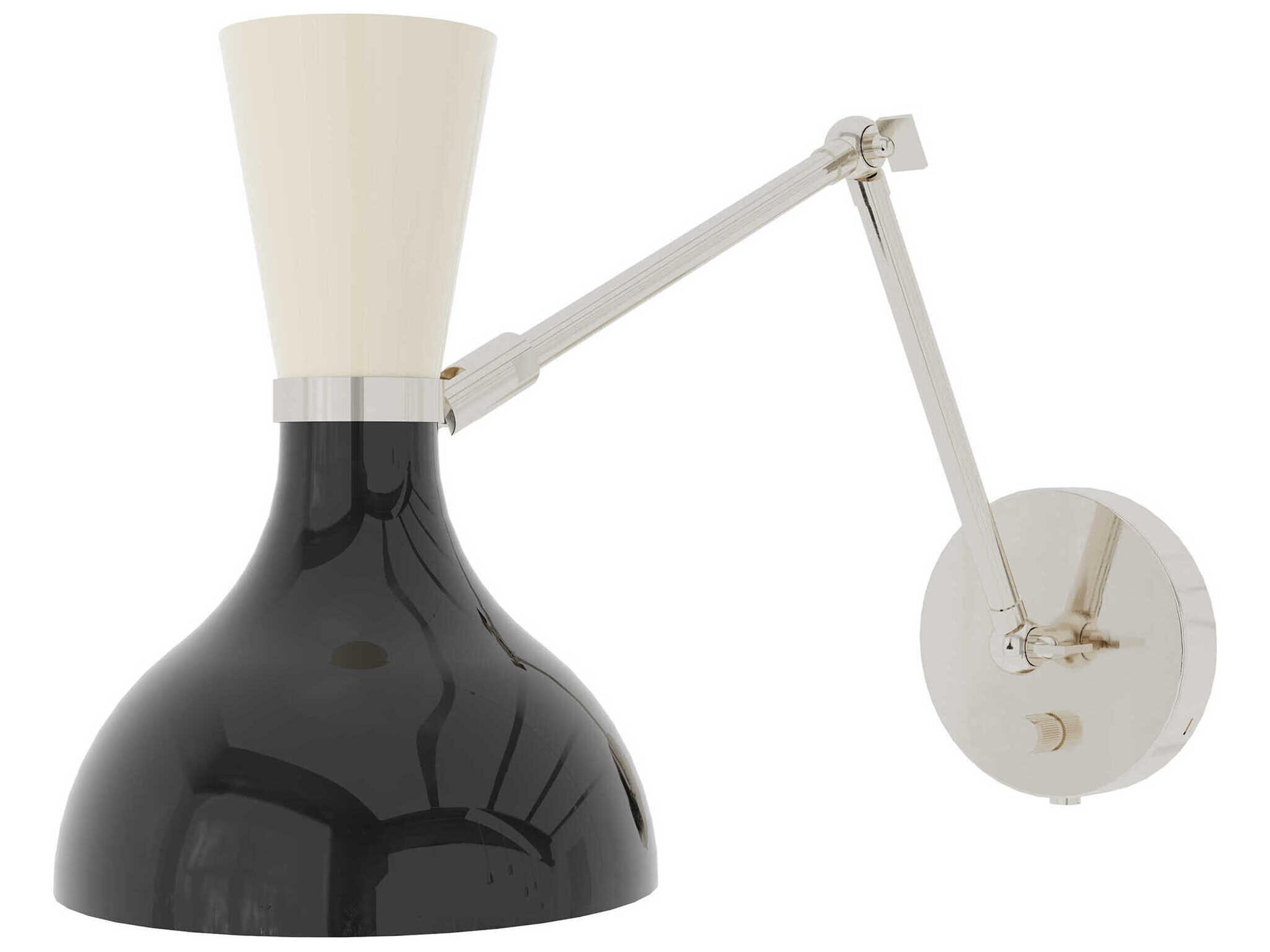 Robert Abbey Clare 1-Light Obsidian Bone Black Swing Wall Sconce