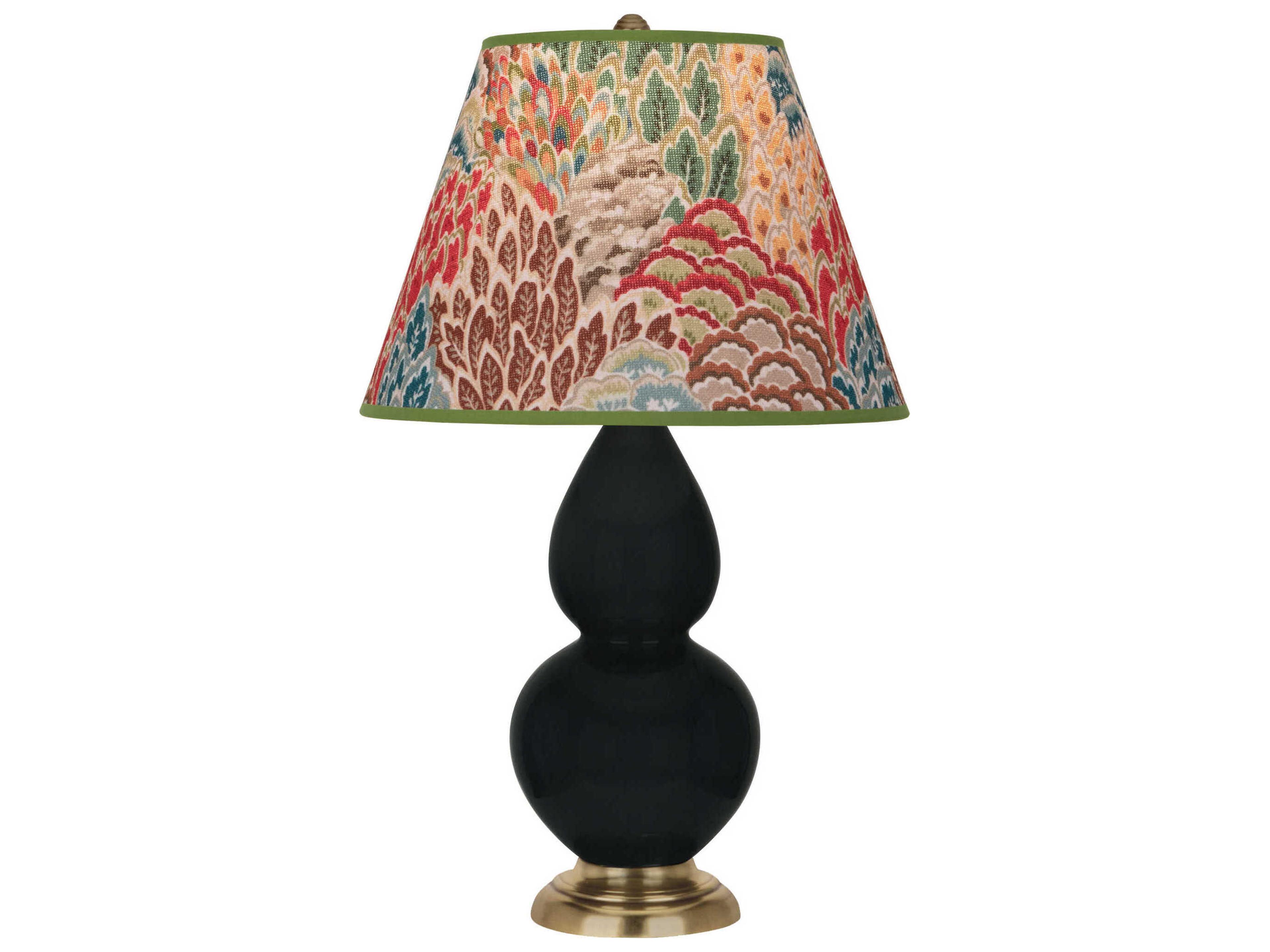 Robert Abbey Small Double Gourd Obsidian Glazed Black Table Lamp