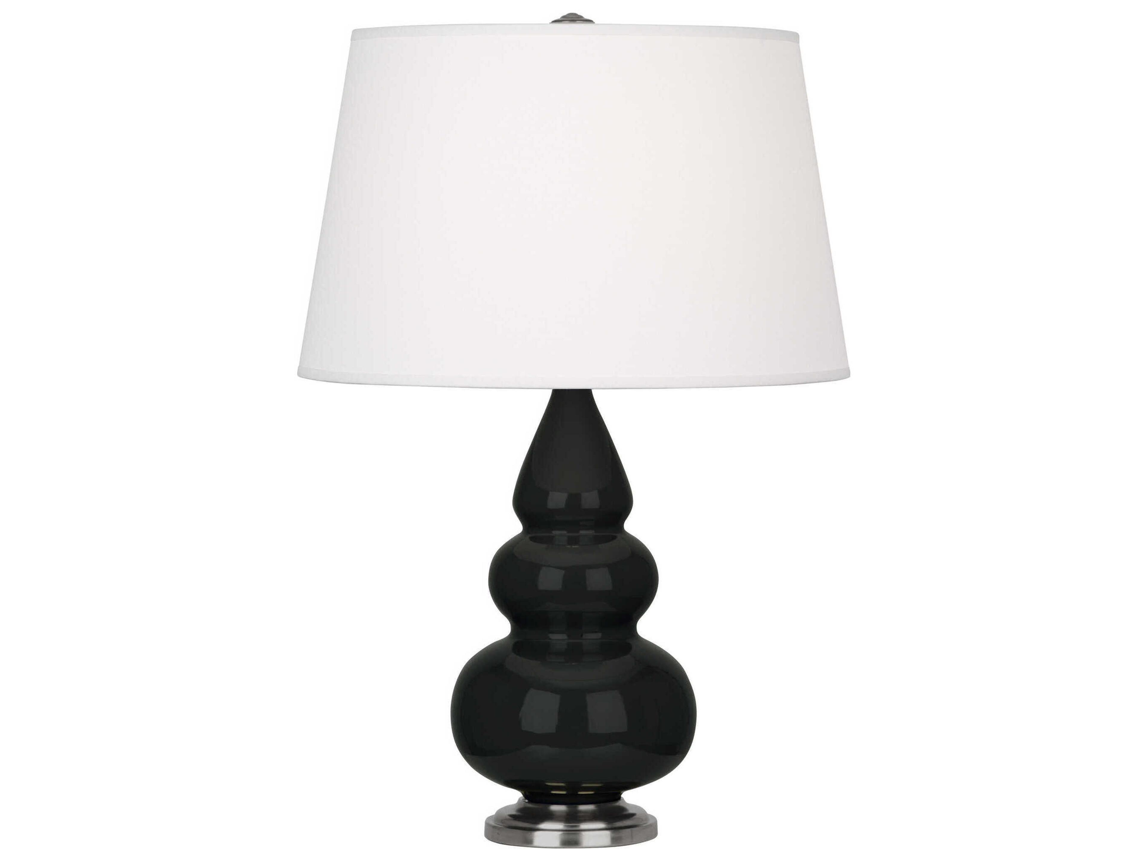 Robert Abbey Small Triple Gourd Obsidian Glazed Black Table Lamp