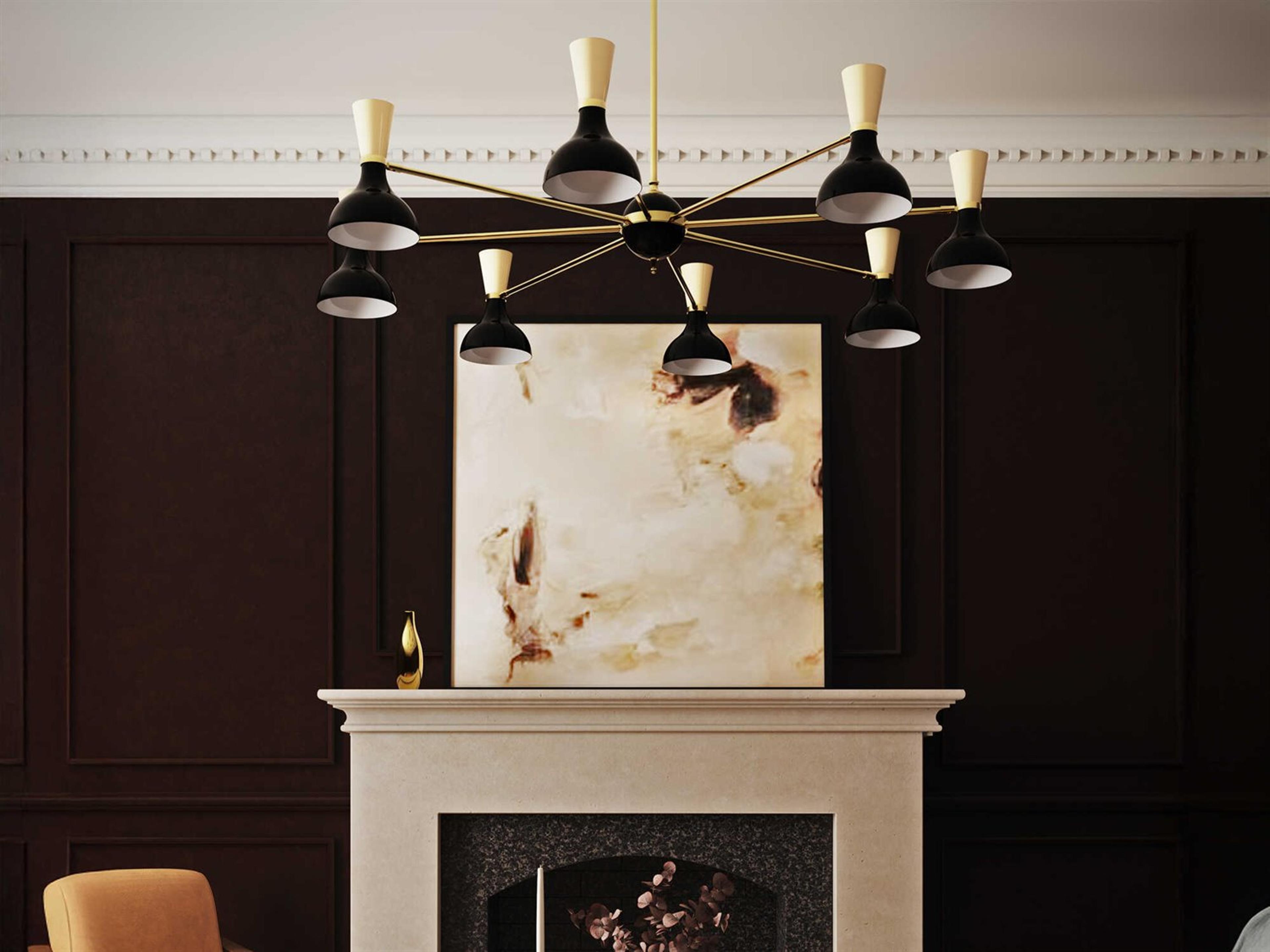 Robert Abbey Clare 8-Light Obsidian Bone Black Chandelier