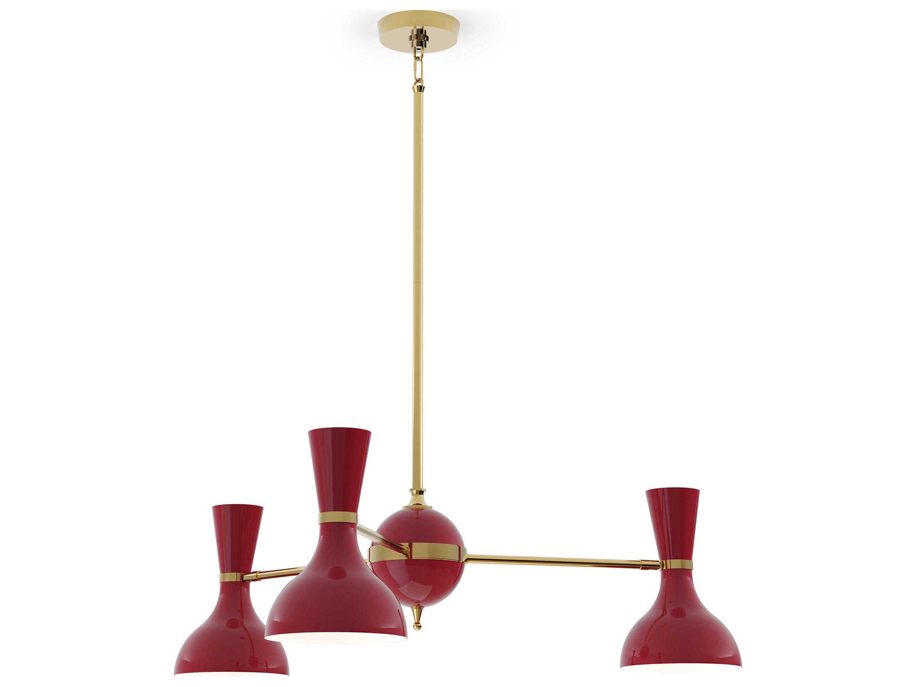 Clare 3-Light Oxblood Red Chandelier