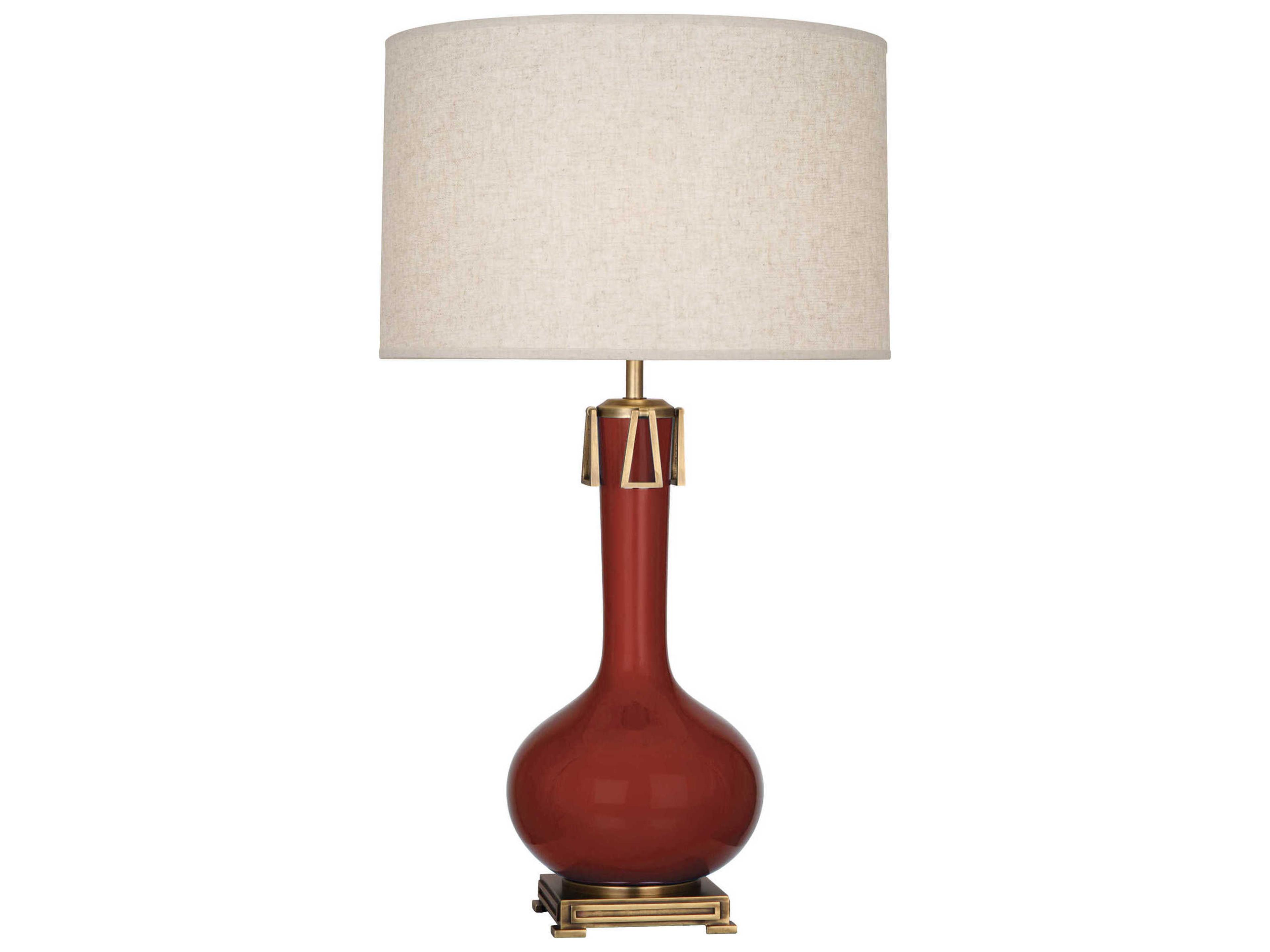 Athena Oxblood Glazed Aged Brass Bronze Buffet Lamp