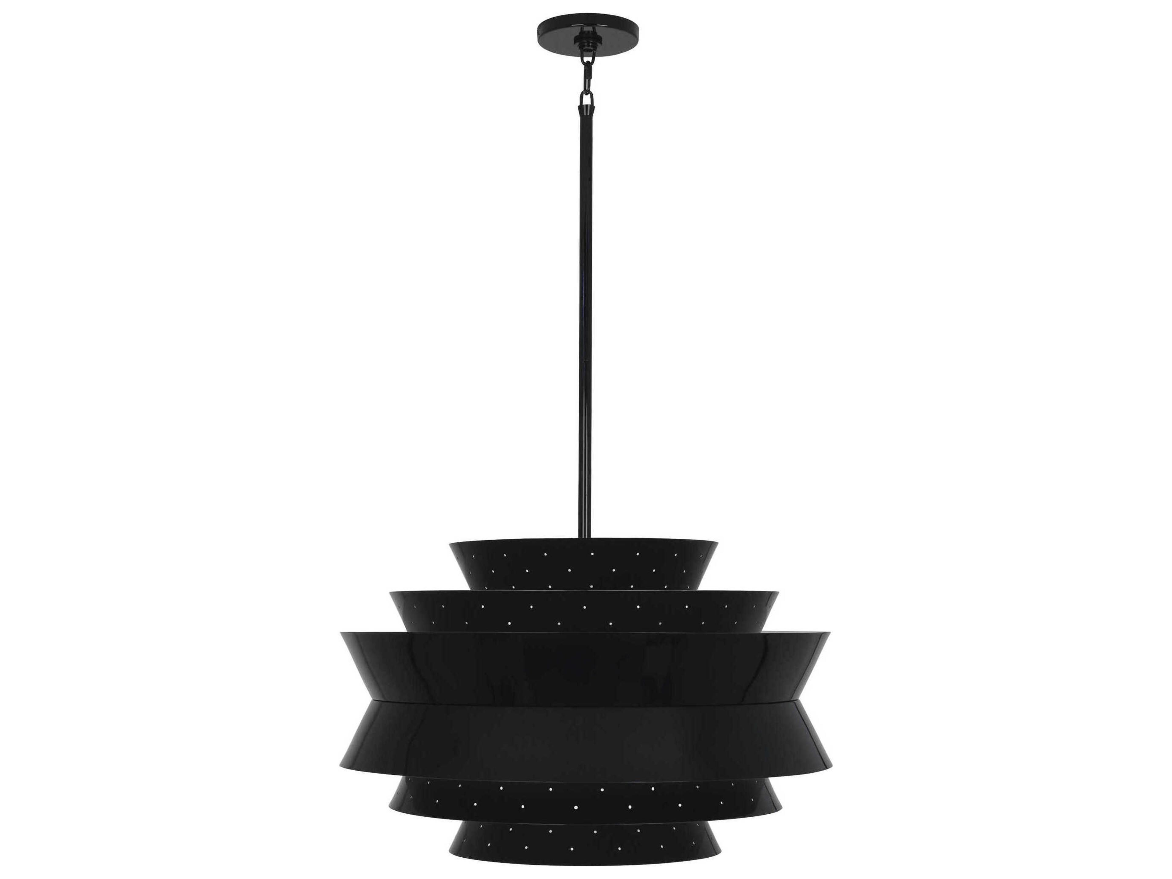 Pierce 3-Light Piano Black Gloss Tiered Pendant
