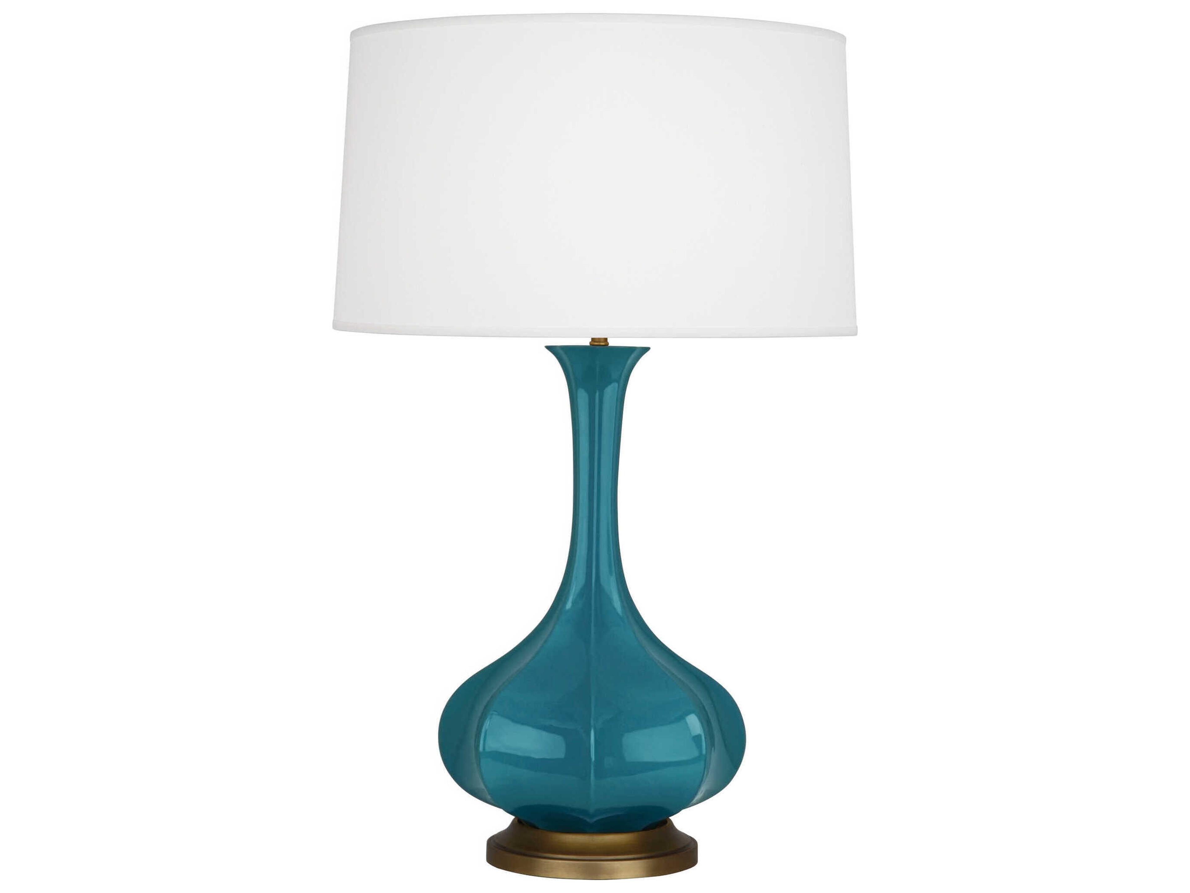 Pike Peacock Glazed Aged Brass Blue Buffet Lamp