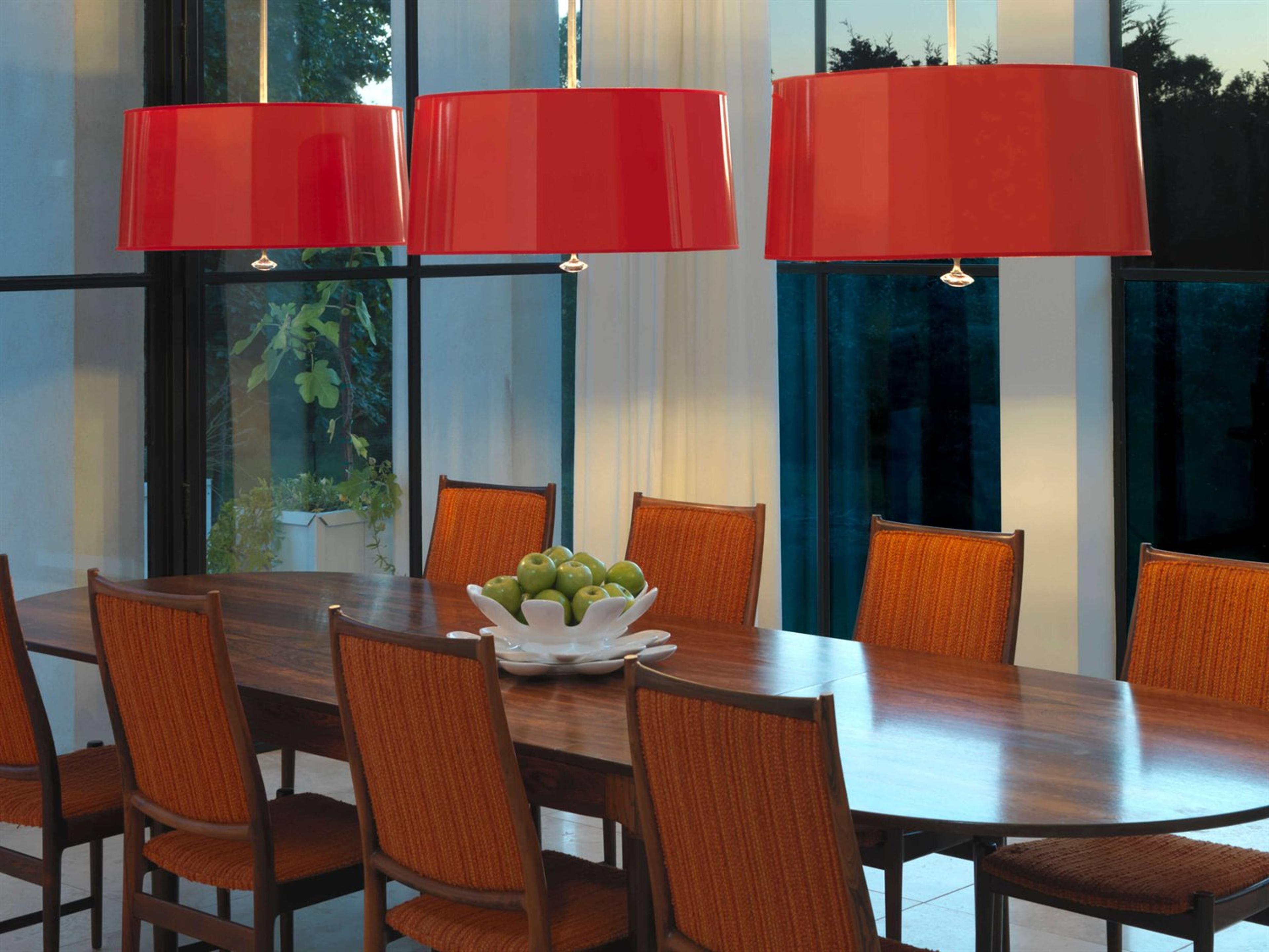 Robert Abbey Penelope 3-Light Polished Nickel Red Drum Pendant