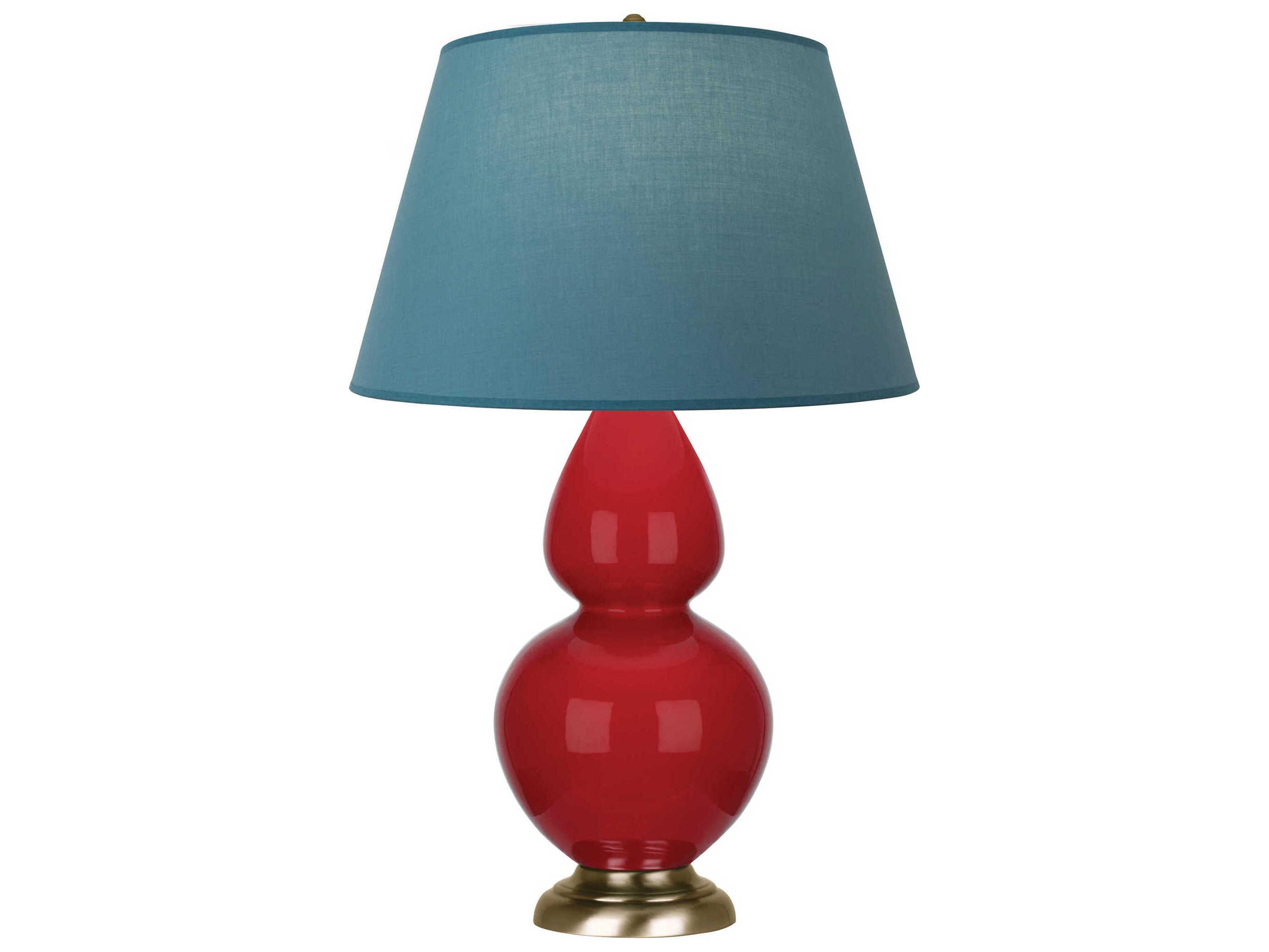Double Gourd Buffet Lamp in Ruby Red Glazed Ceramic