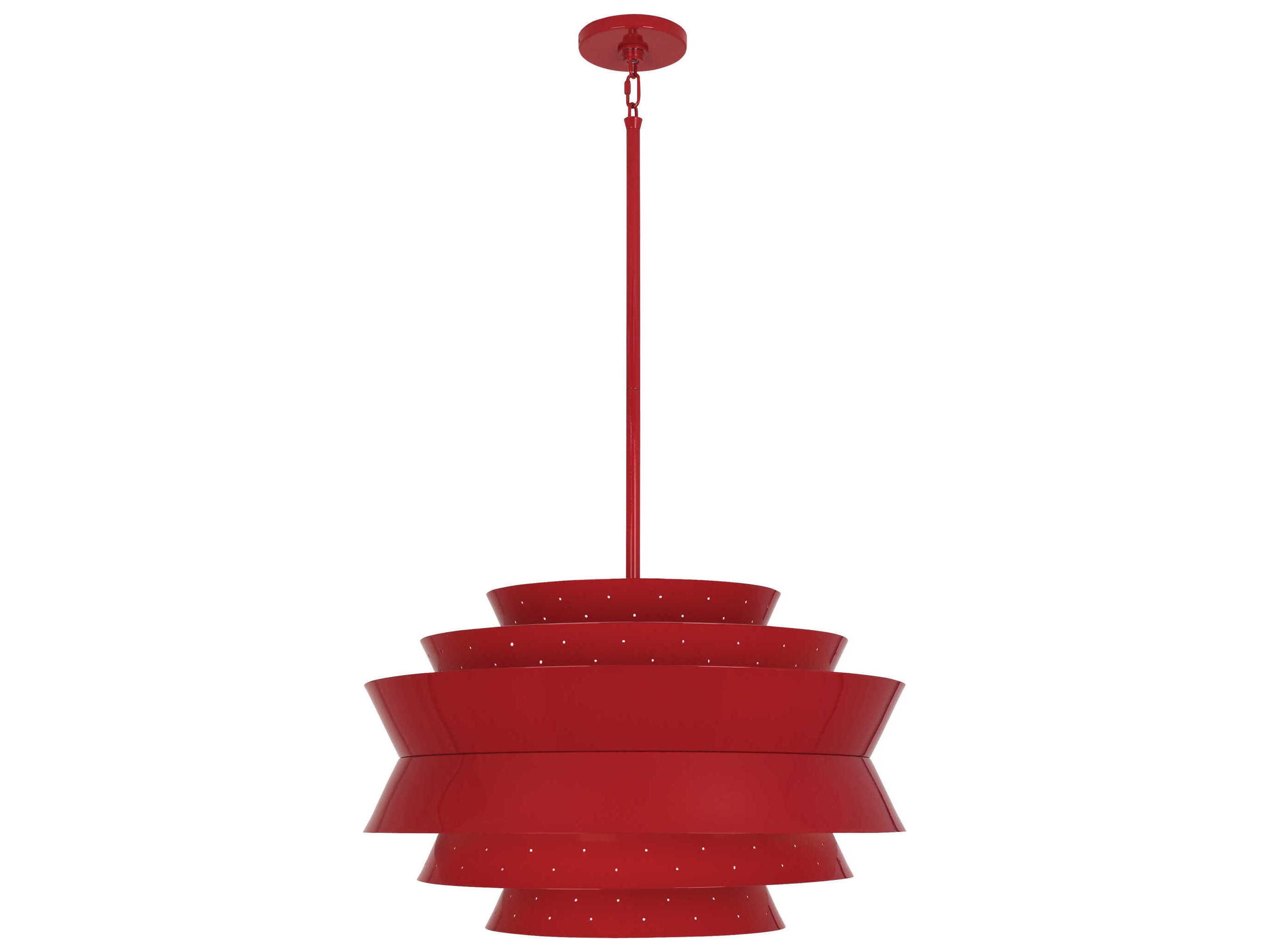 Pierce 3-Light Ruby Red Gloss Tiered Pendant