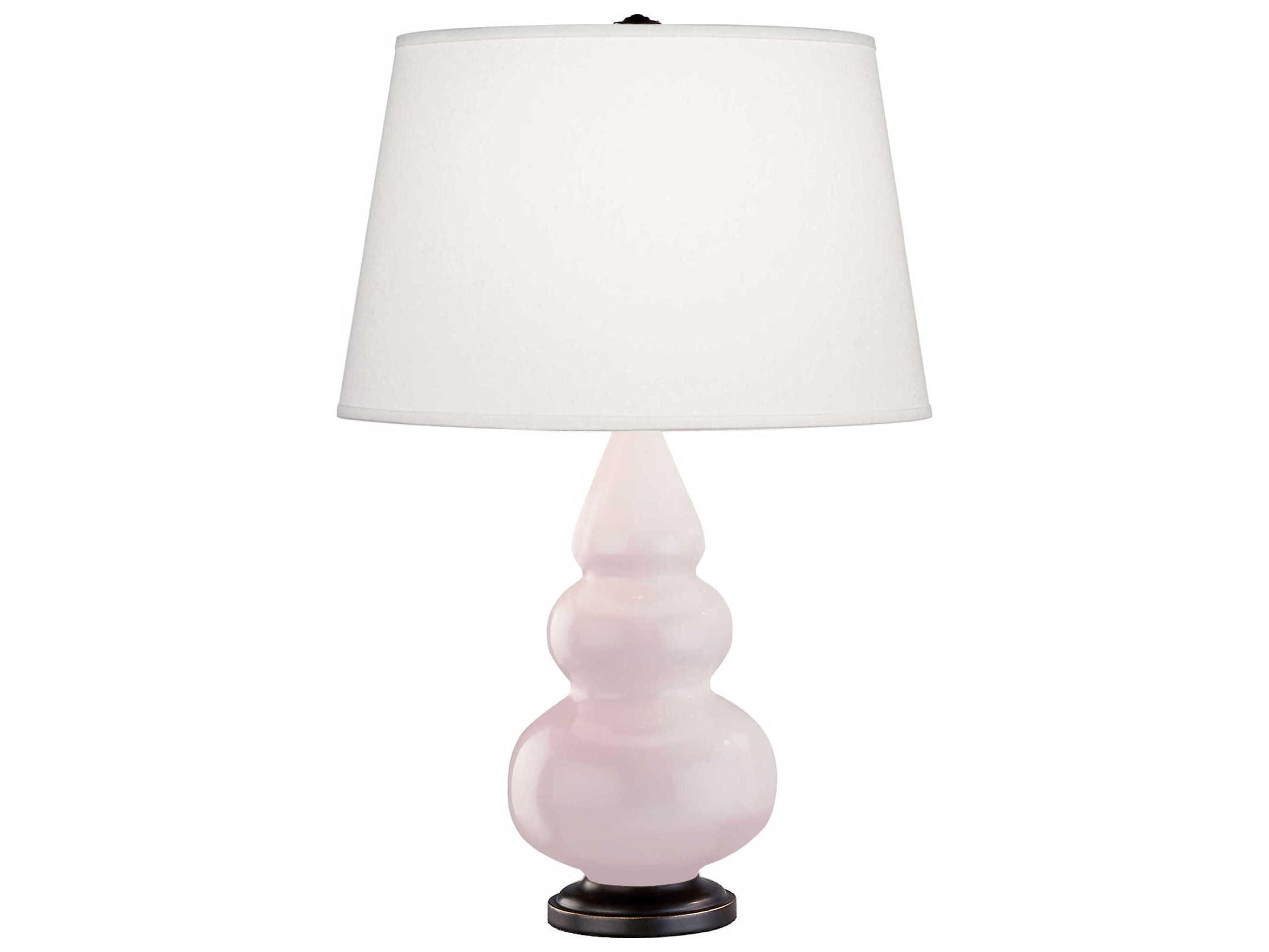 Robert Abbey Small Triple Gourd Rose Water Glazed Pink Table Lamp