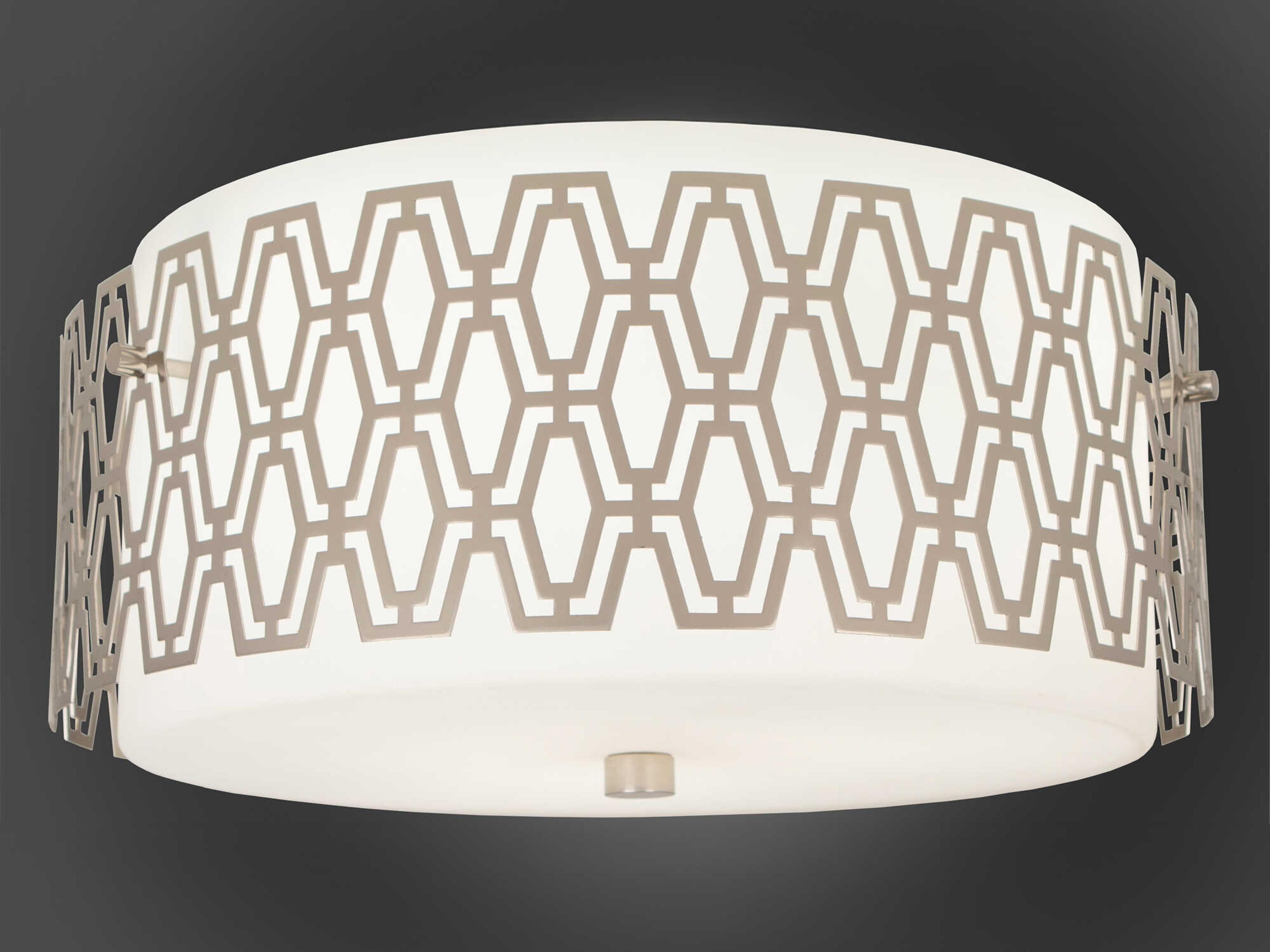 Marcel 3-Light Nickel Geometric Round Flush Mount