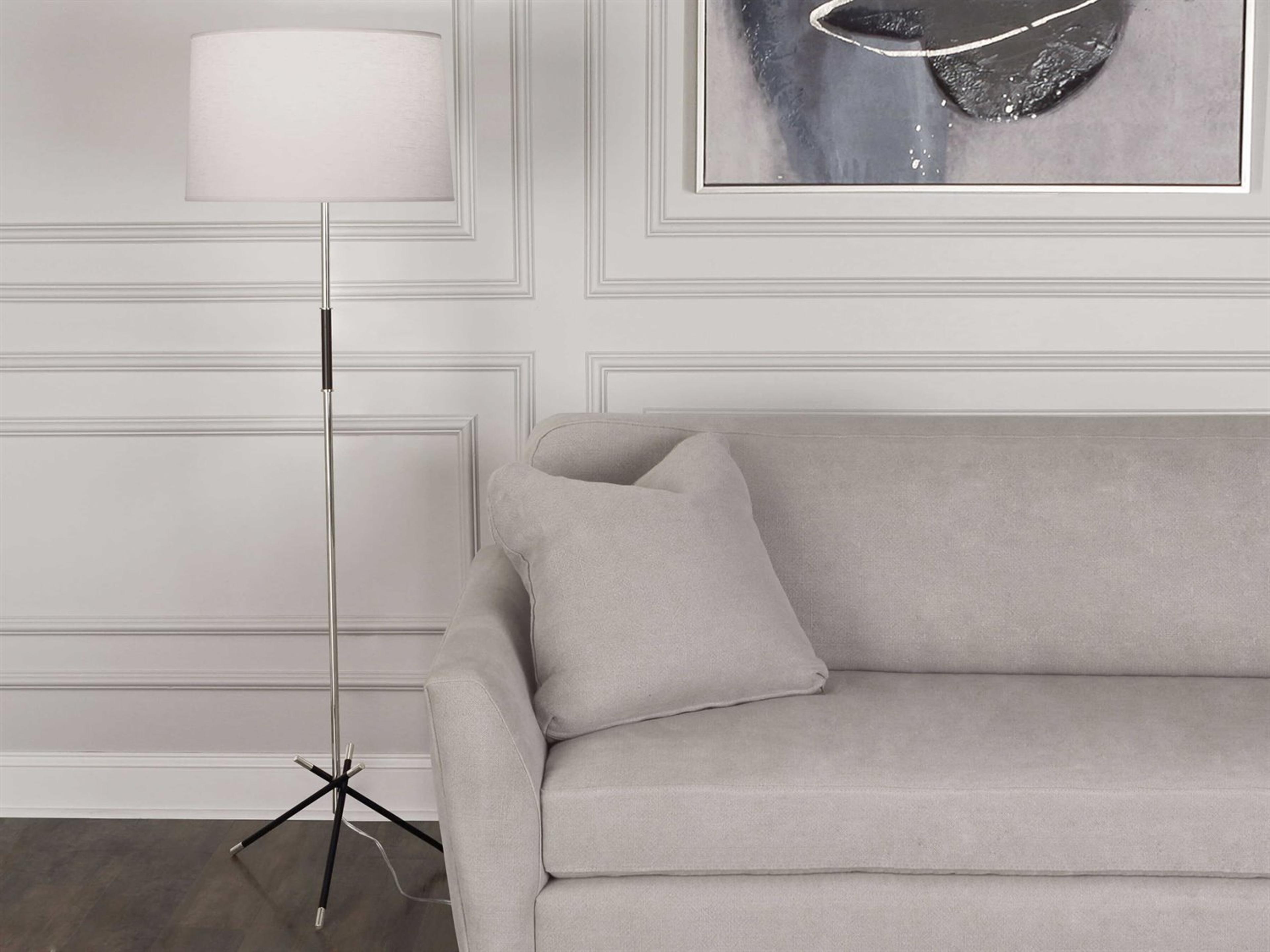 Robert Abbey Thatcher Polished Nickel Matte Black Floor Lamp