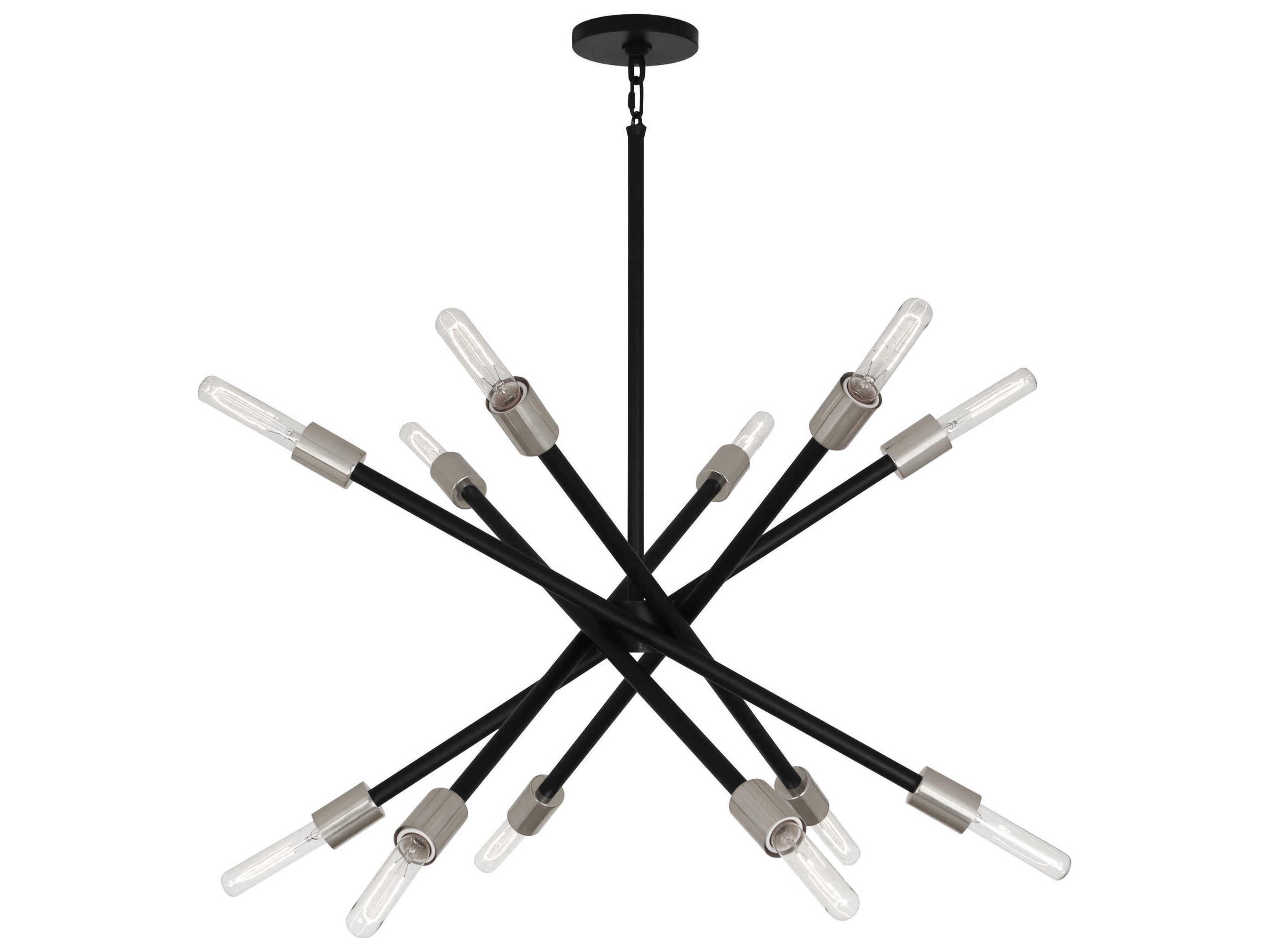 Thatcher 12-Light Polished Nickel Matte Black Sputnik Pendant