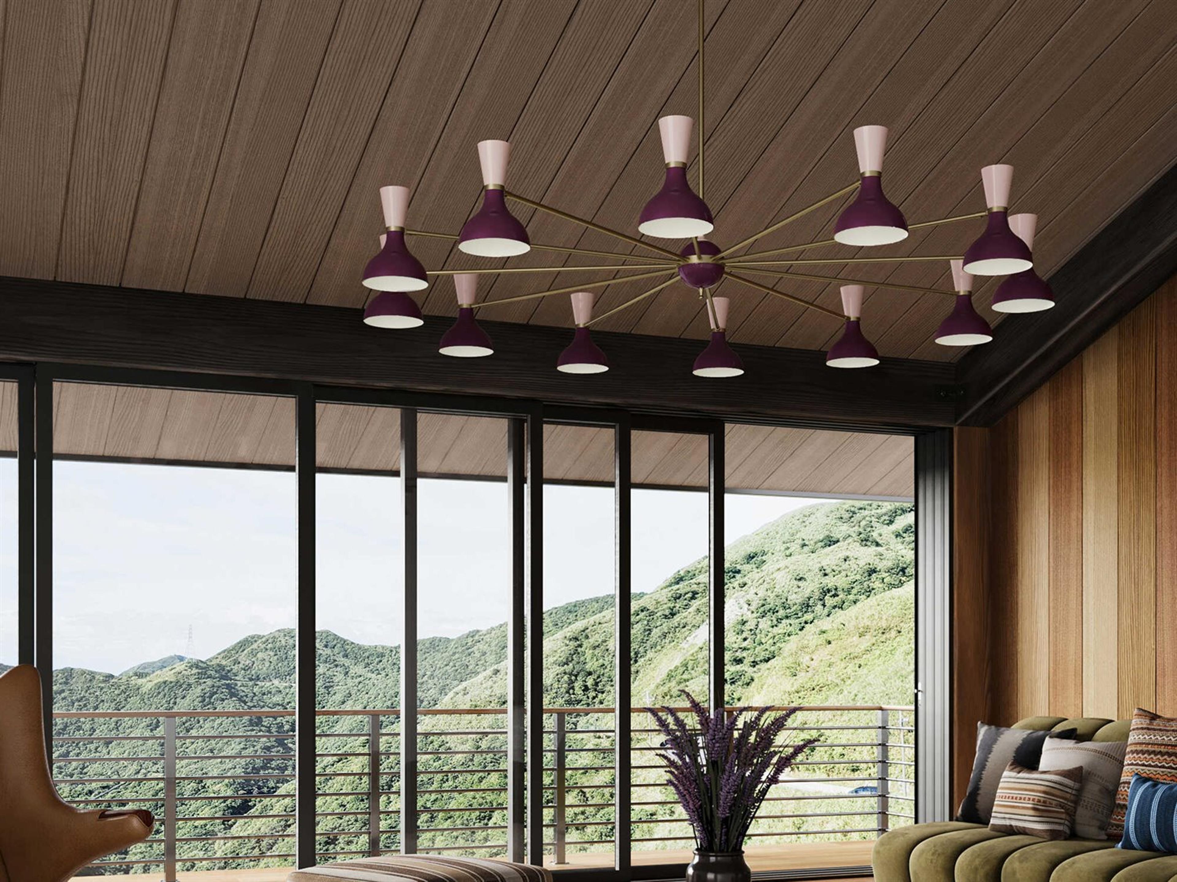 Robert Abbey Clare 12-Light Sugar Plum Rose Water Purple Chandelier