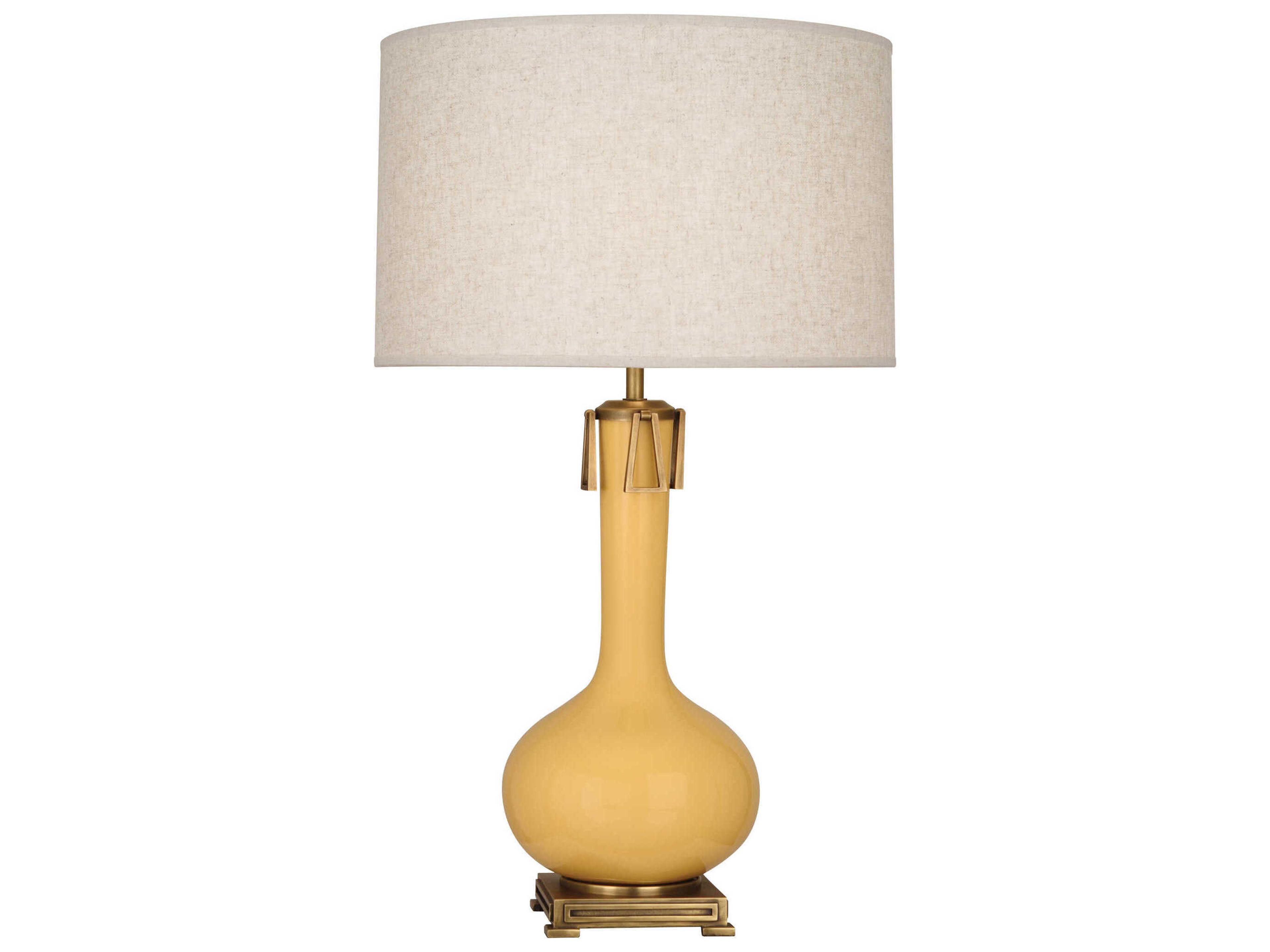 Athena Sunset Yellow Glazed Aged Brass Buffet Lamp