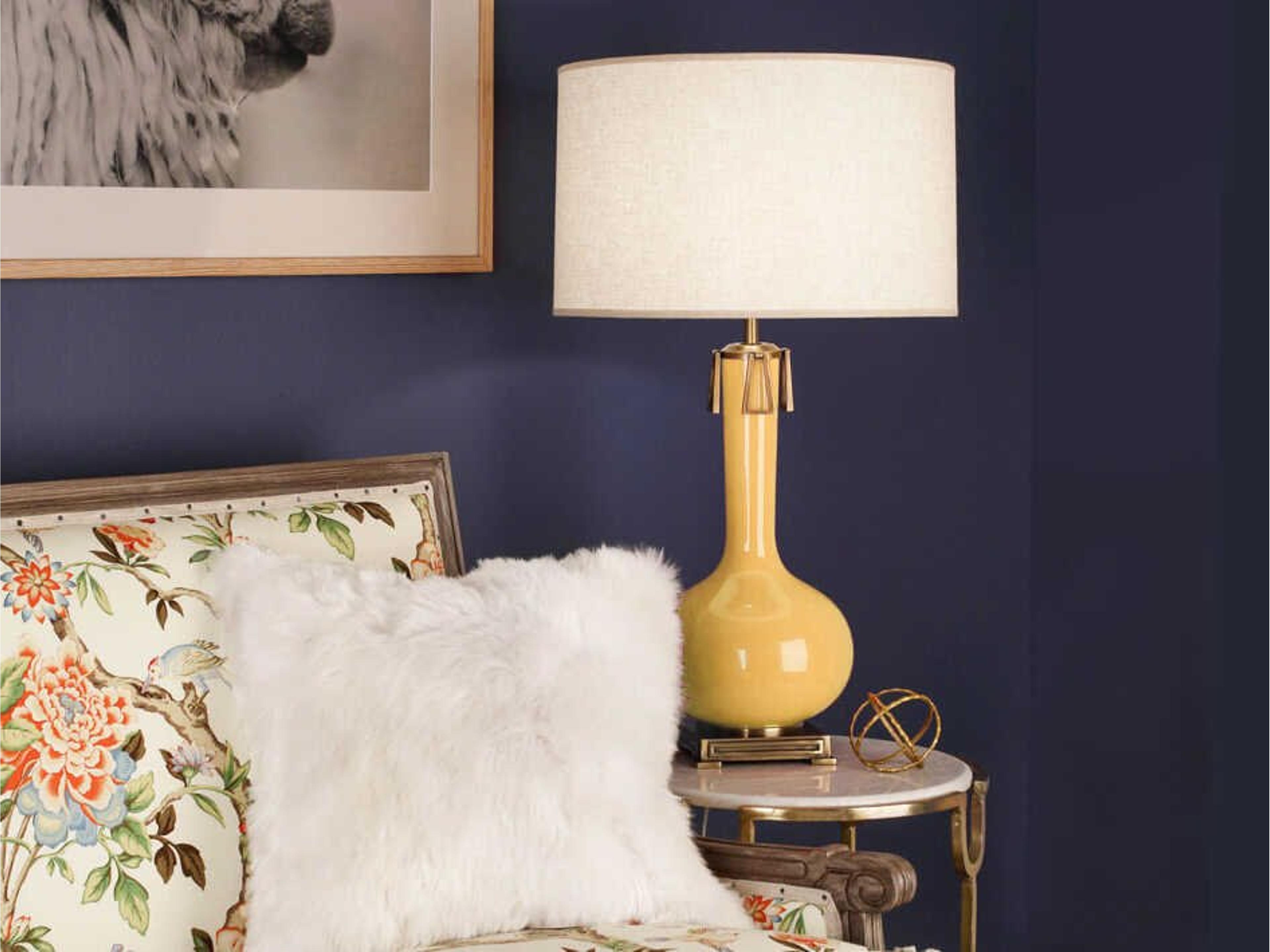 Robert Abbey Athena Sunset Yellow Glazed Aged Brass Buffet Lamp