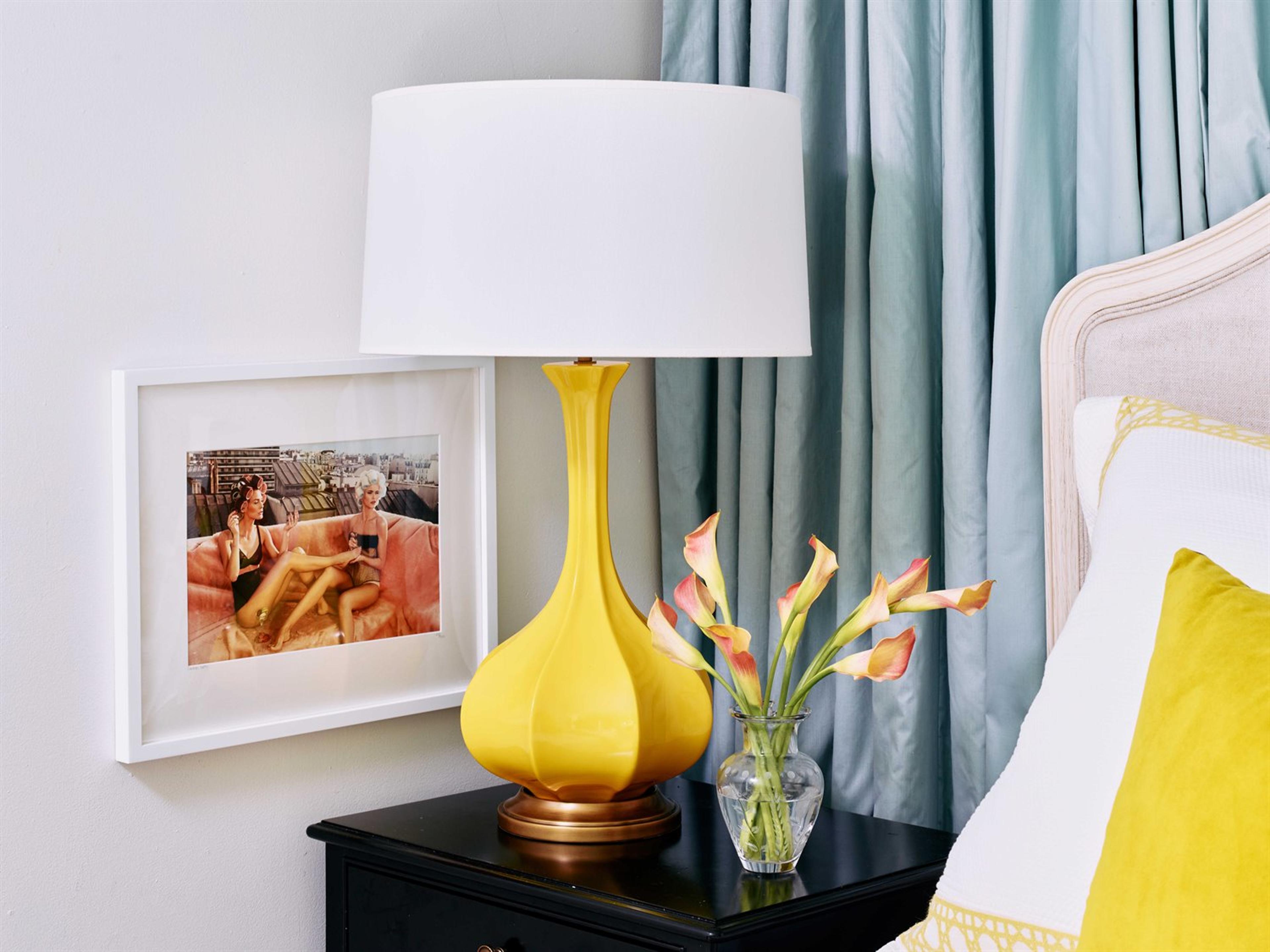 Robert Abbey Pike Sunset Yellow Glazed Aged Brass Buffet Lamp