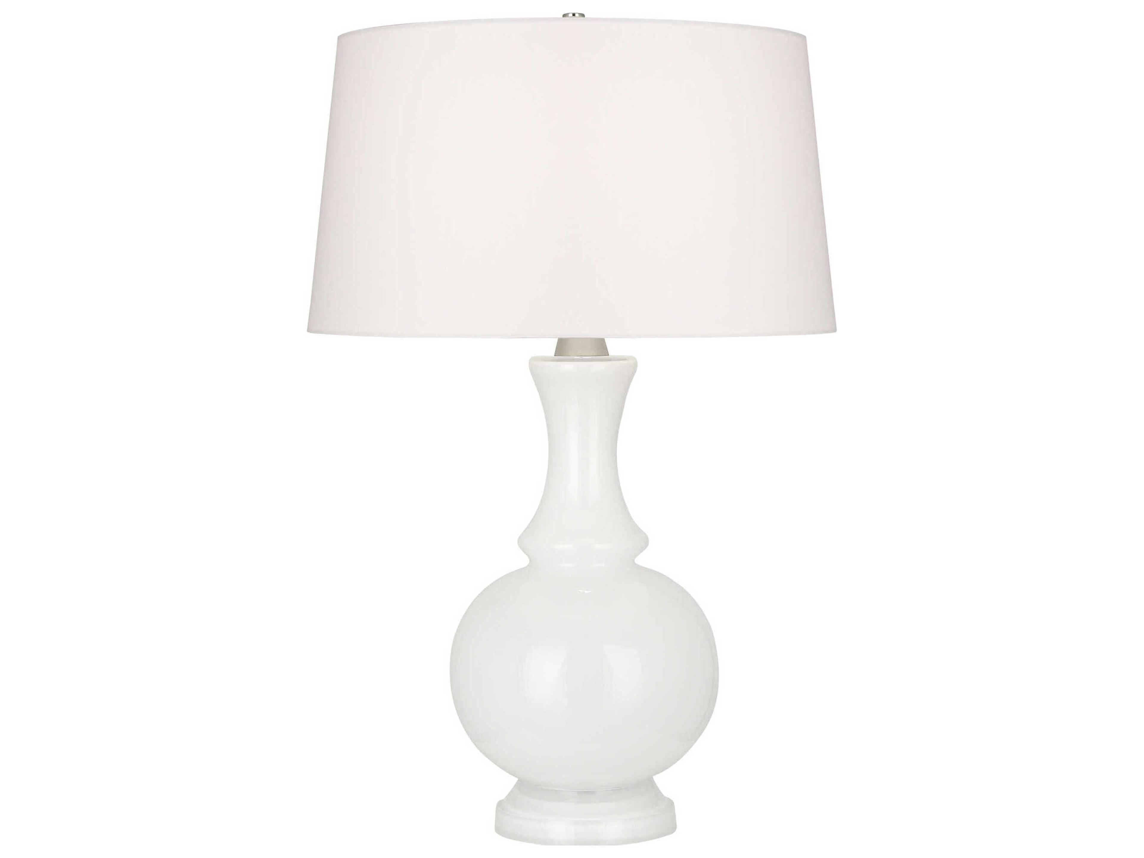 Harriet White Glass Polished Nickel Buffet Lamp