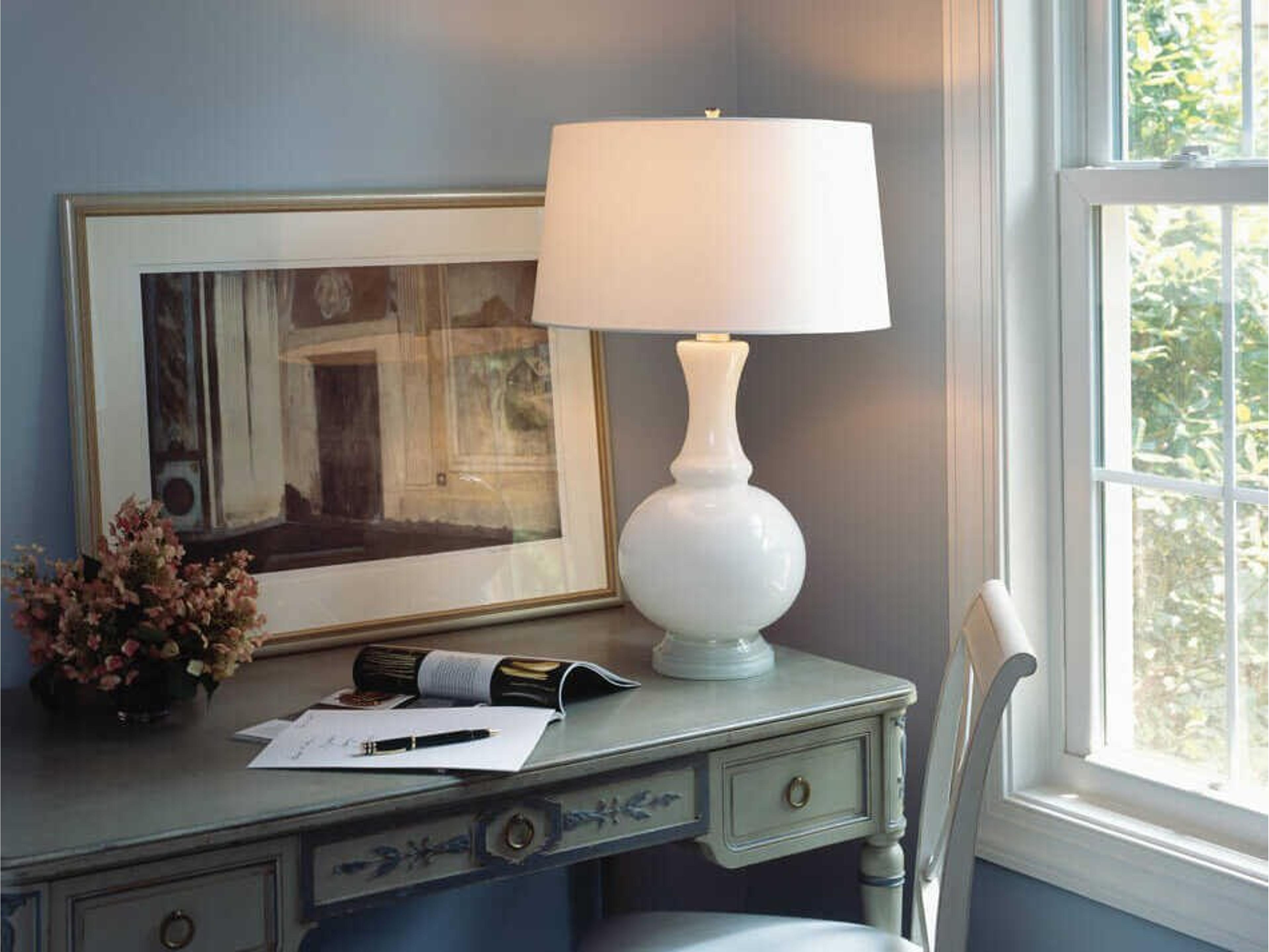 Robert Abbey Harriet White Glass Polished Nickel Buffet Lamp