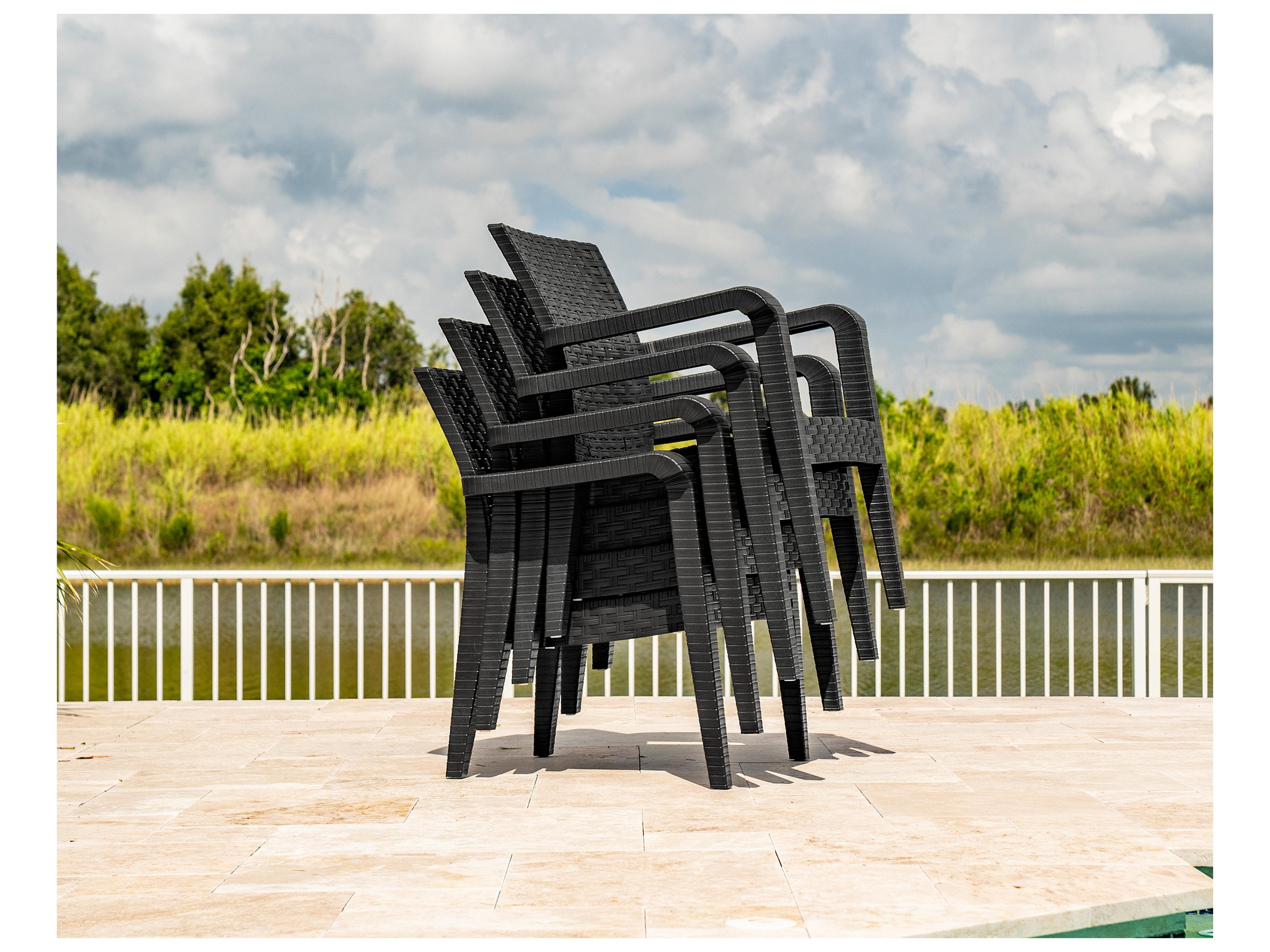 Rainbow Outdoor Alaska Resin Wicker Anthracite 4 Piece Lounge Set