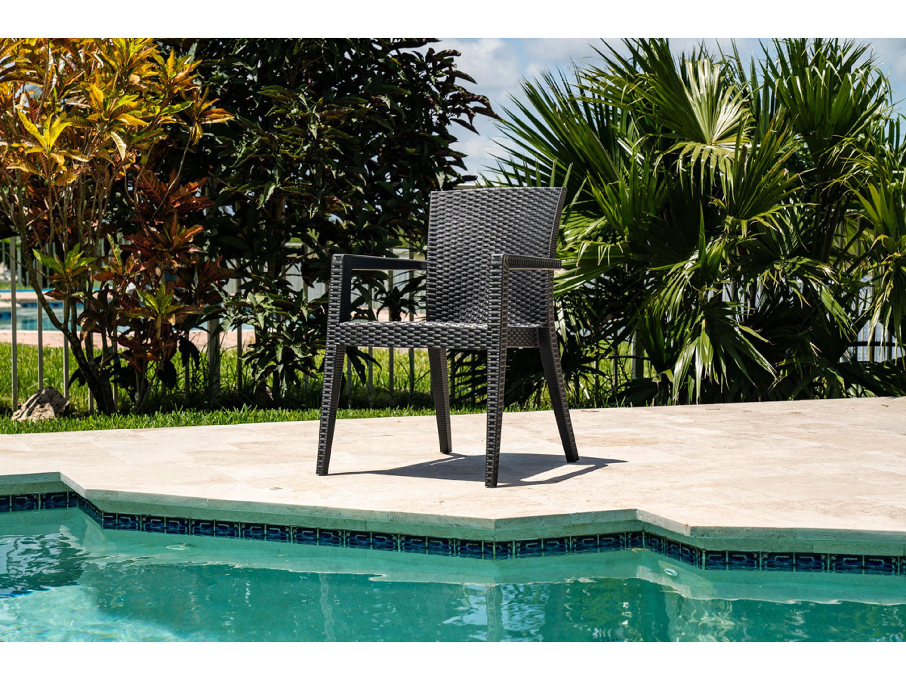 Rainbow Outdoor Alberta Resin Wicker Anthracite Stackable Dining Arm Chair Set of 2