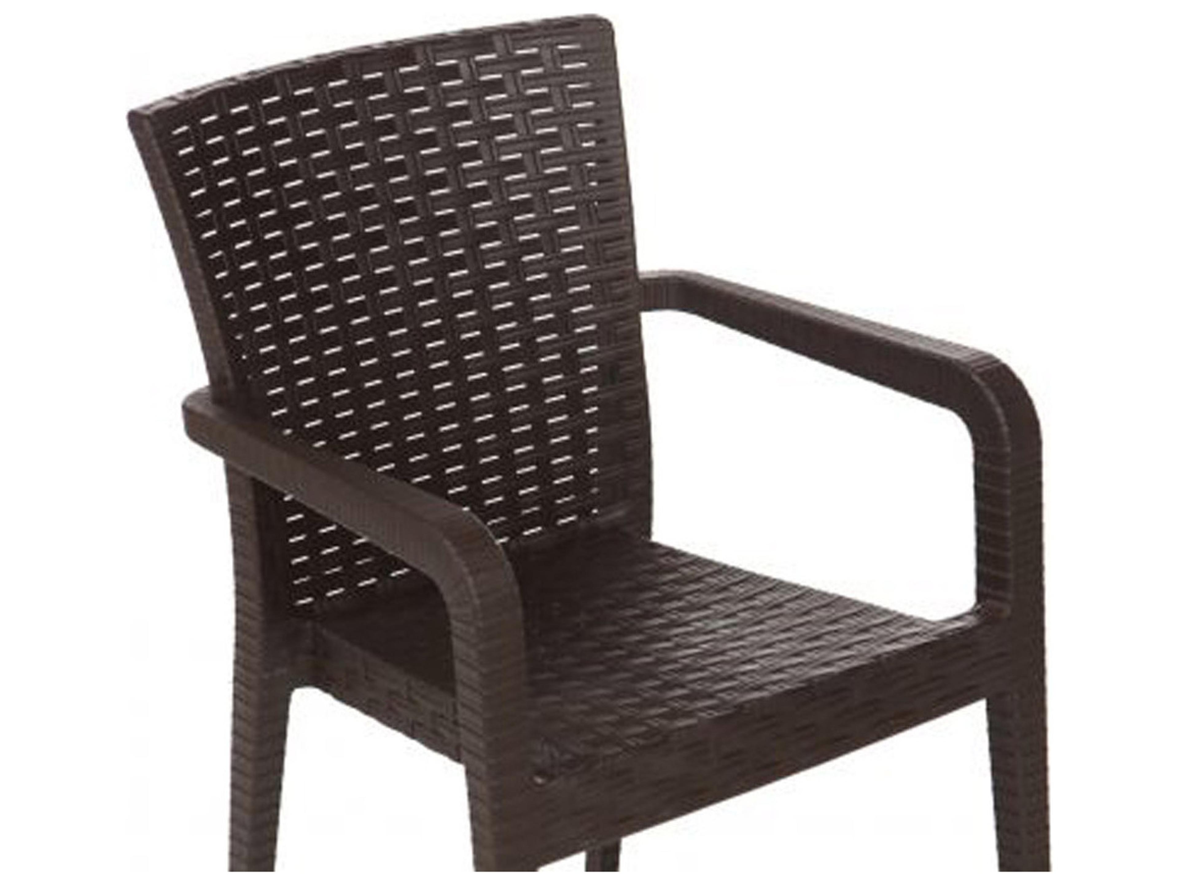 Rainbow Outdoor Alberta Resin Wicker Brown Stackable Dining Arm Chair Set of 2