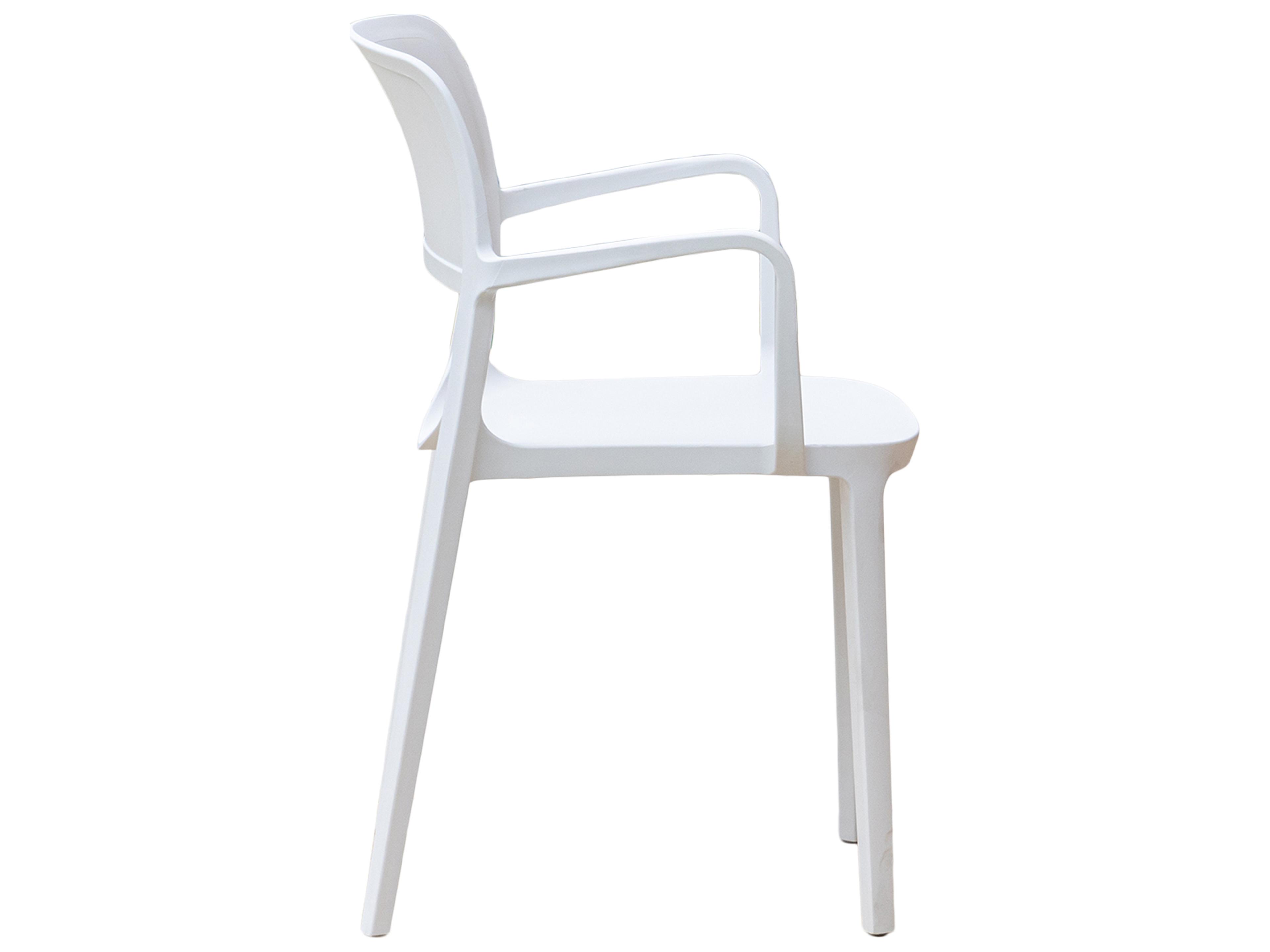 Rainbow Outdoor Bell Resin White Stackable Dining Arm Chair Set of 2
