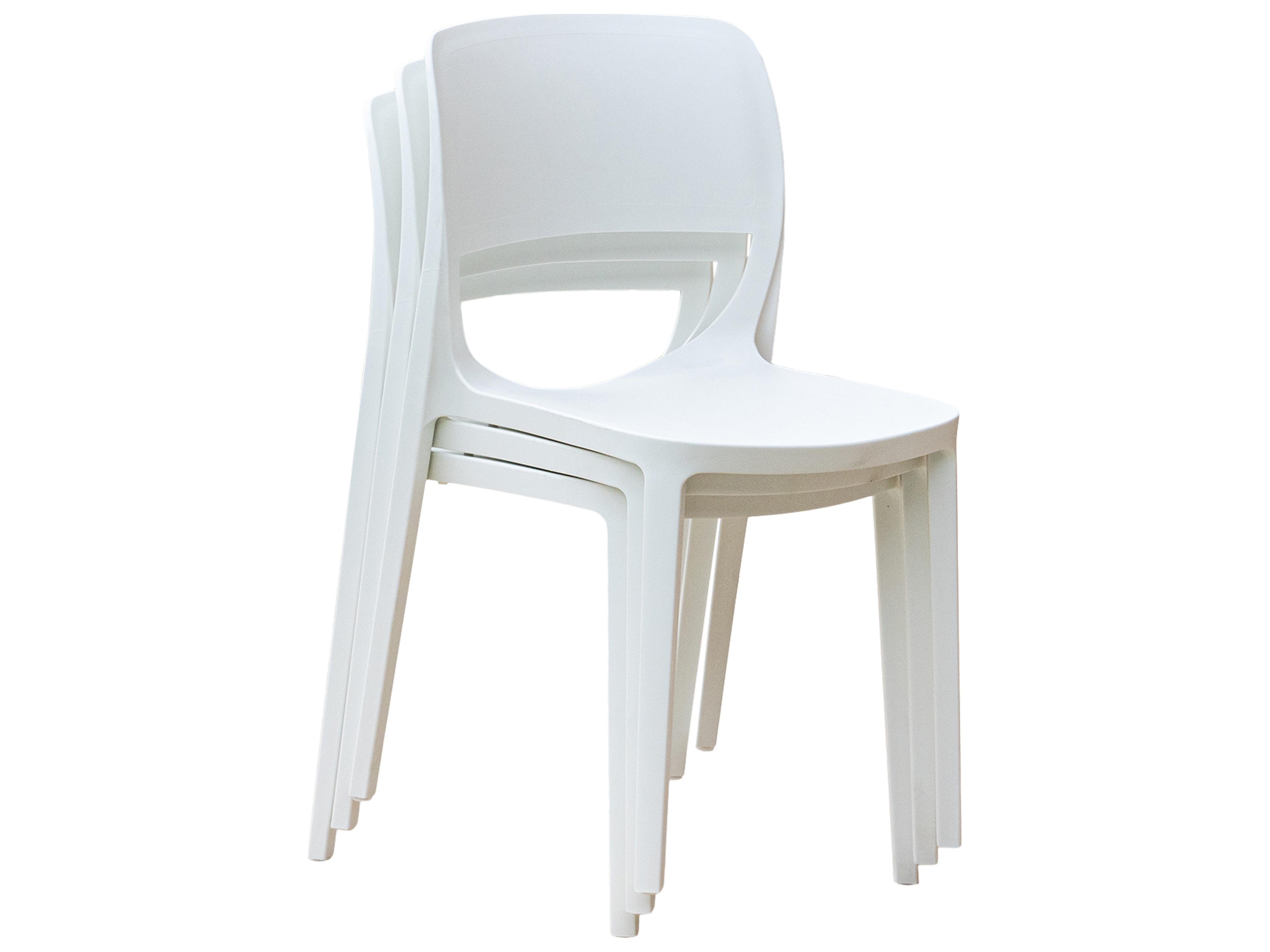 Rainbow Outdoor Bell Resin White Stackable Dining Side Chair Set of 2